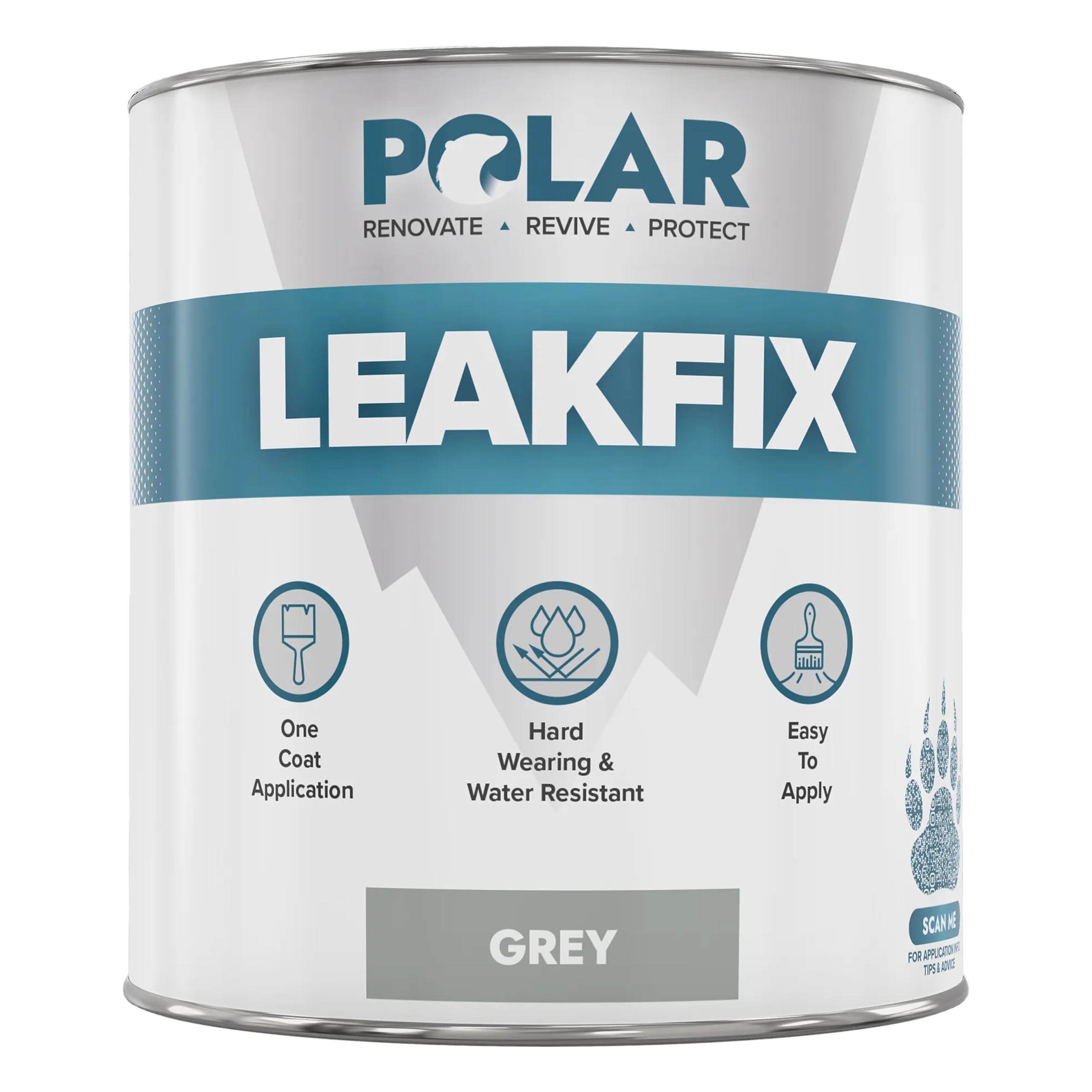 Polar Leak Seal Paint - 500ml, Grey - Waterproof Roof Sealant for Leaks & Cracks - Seals and Protects Roofs, Gutters, & Drainpipes from UV Damage - Easy One Coat Application