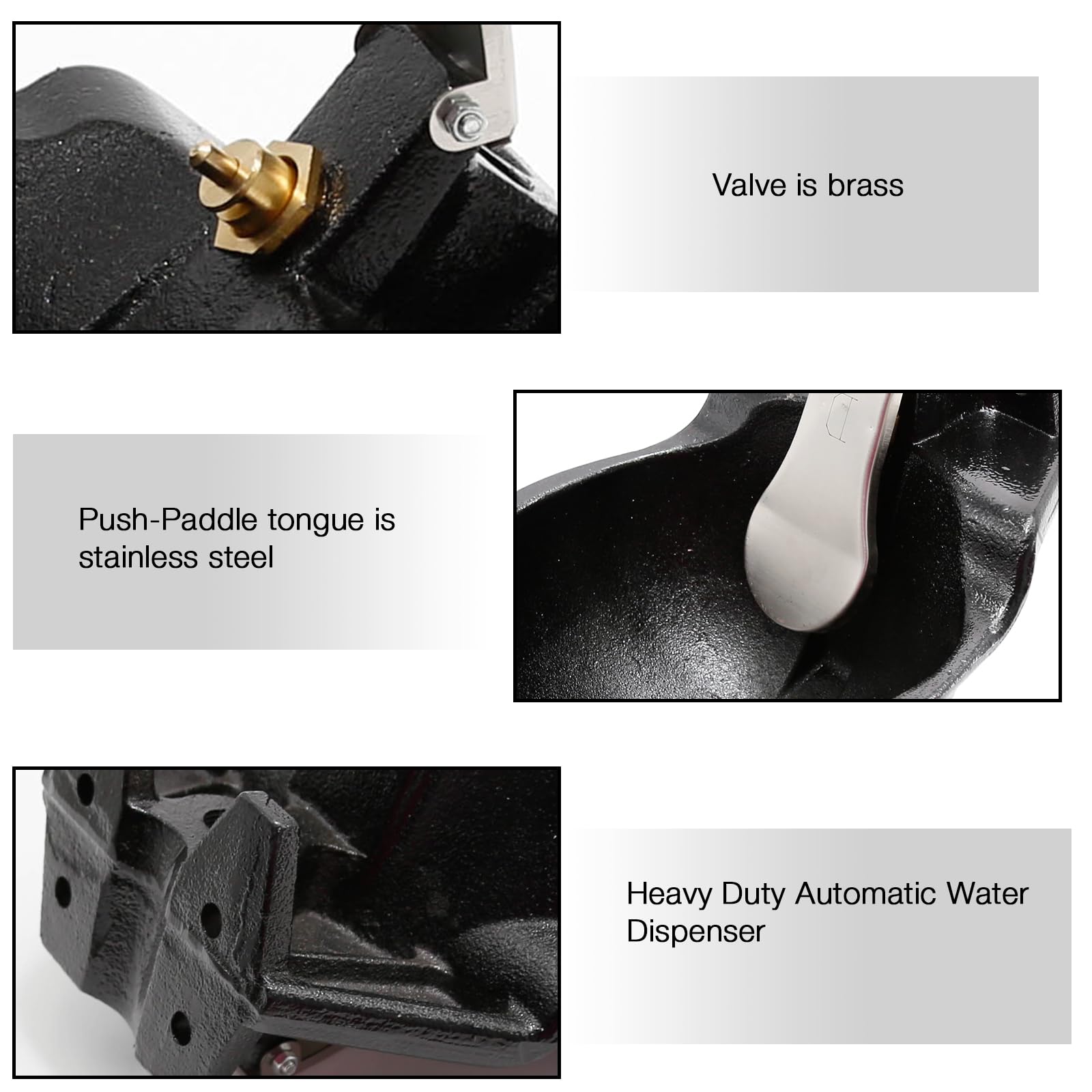 MDEOOSKY Bebedero automático de hierro fundido extra grande para ganado con accesorios, 2,5 L, resistente, para ganado, cabra, cerdo, capacidad