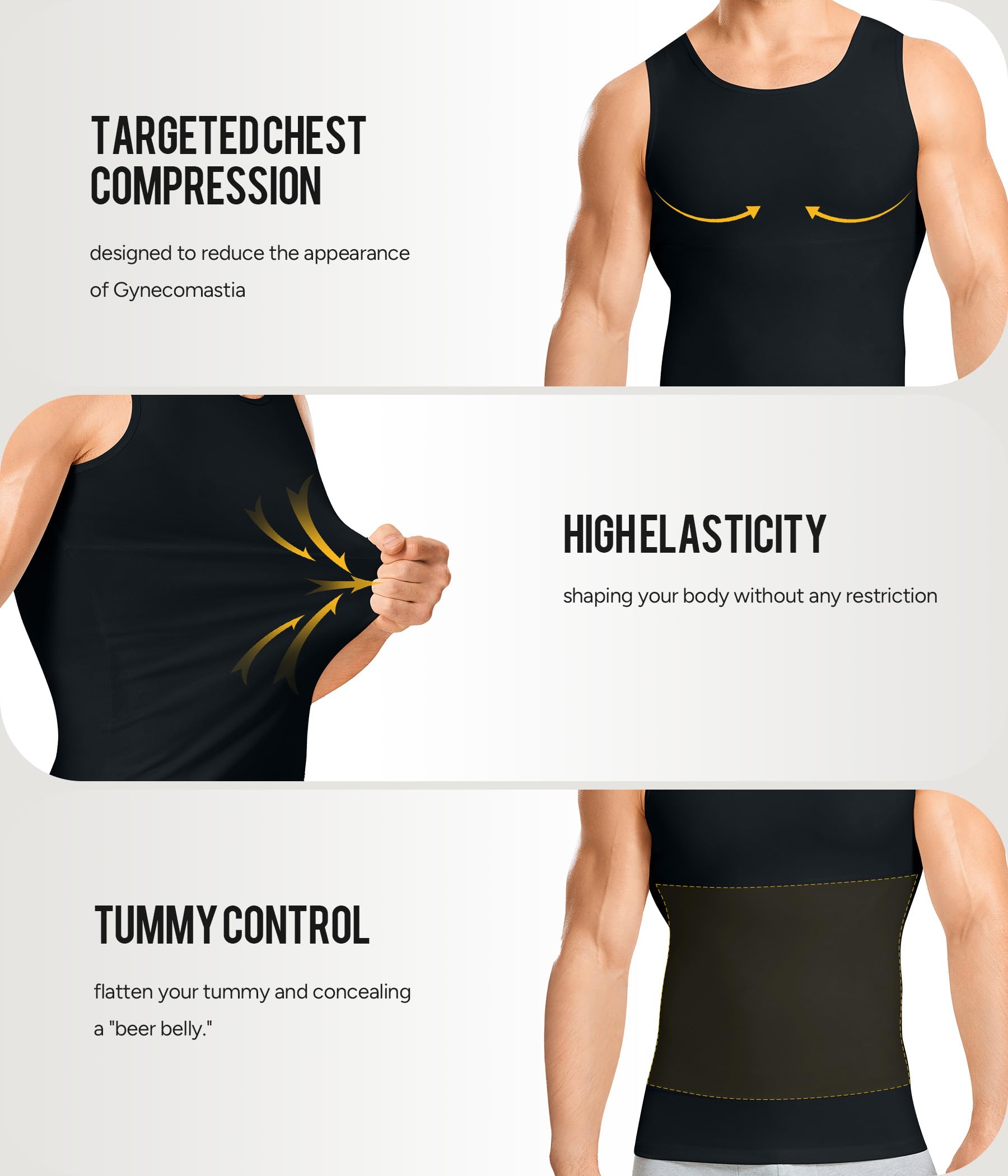 Junlan Gaine Amincissante Ventre Plat Homme Debardeur Gainant Invisible Shirt Abdo Minceur