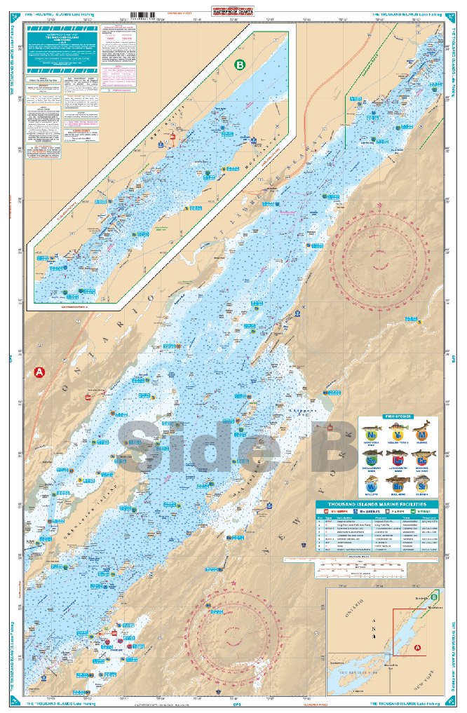 Waterproof Charts, Lake Fishing, 78F The Thousand Islands