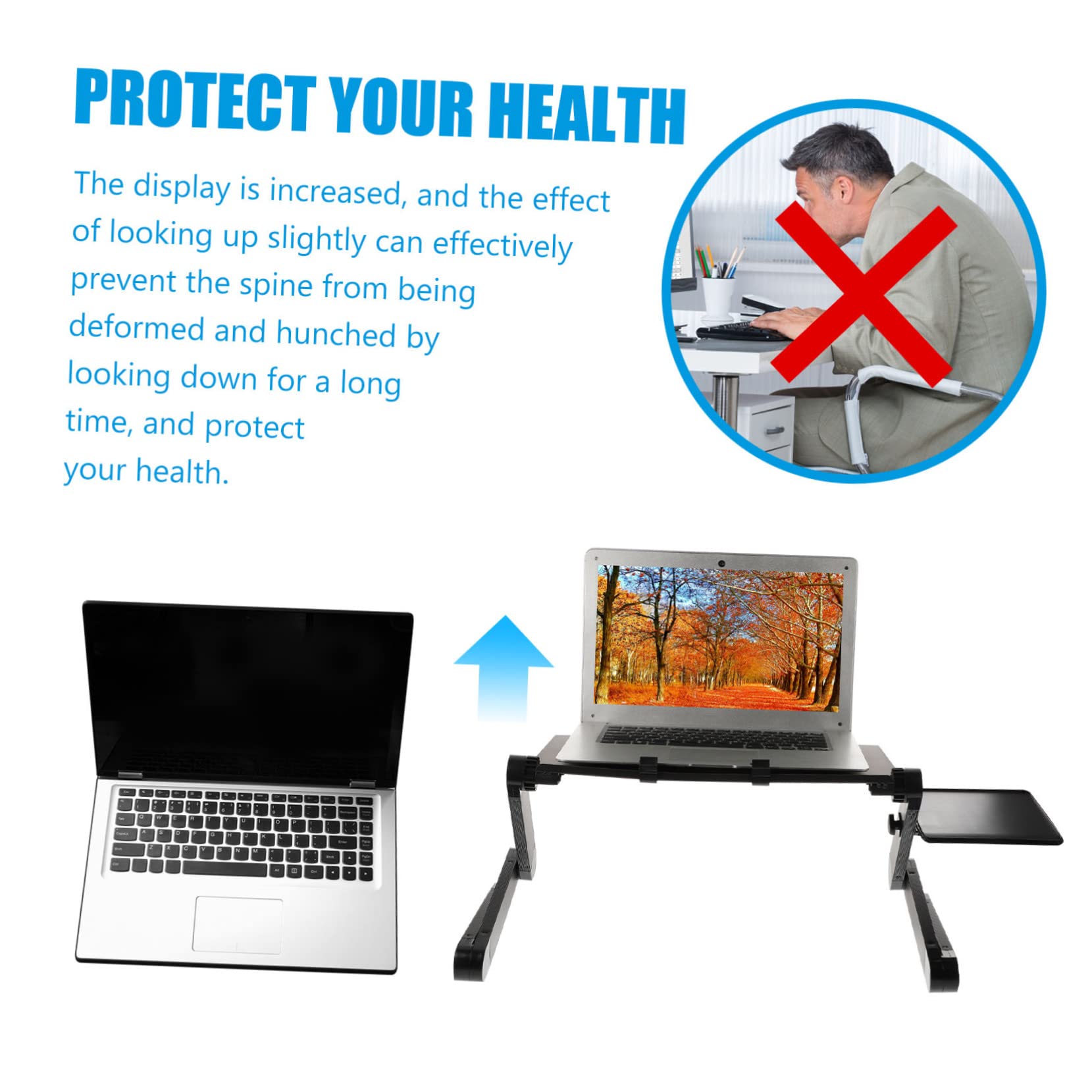 Soporte de Aluminio Plegable para Ordenador Portátil con Doble Ventilador de Refrigeración Base Ajustable Portátil para Laptop Ergonómica y Estable para Trabajo y