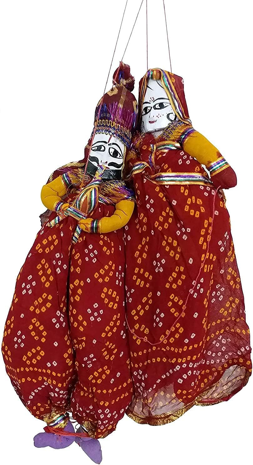 Rajasthani人形カップルセット伝統的なリビングルームの結婚式のイベントの装飾の小道具| Rajasthaniインドの人形の装