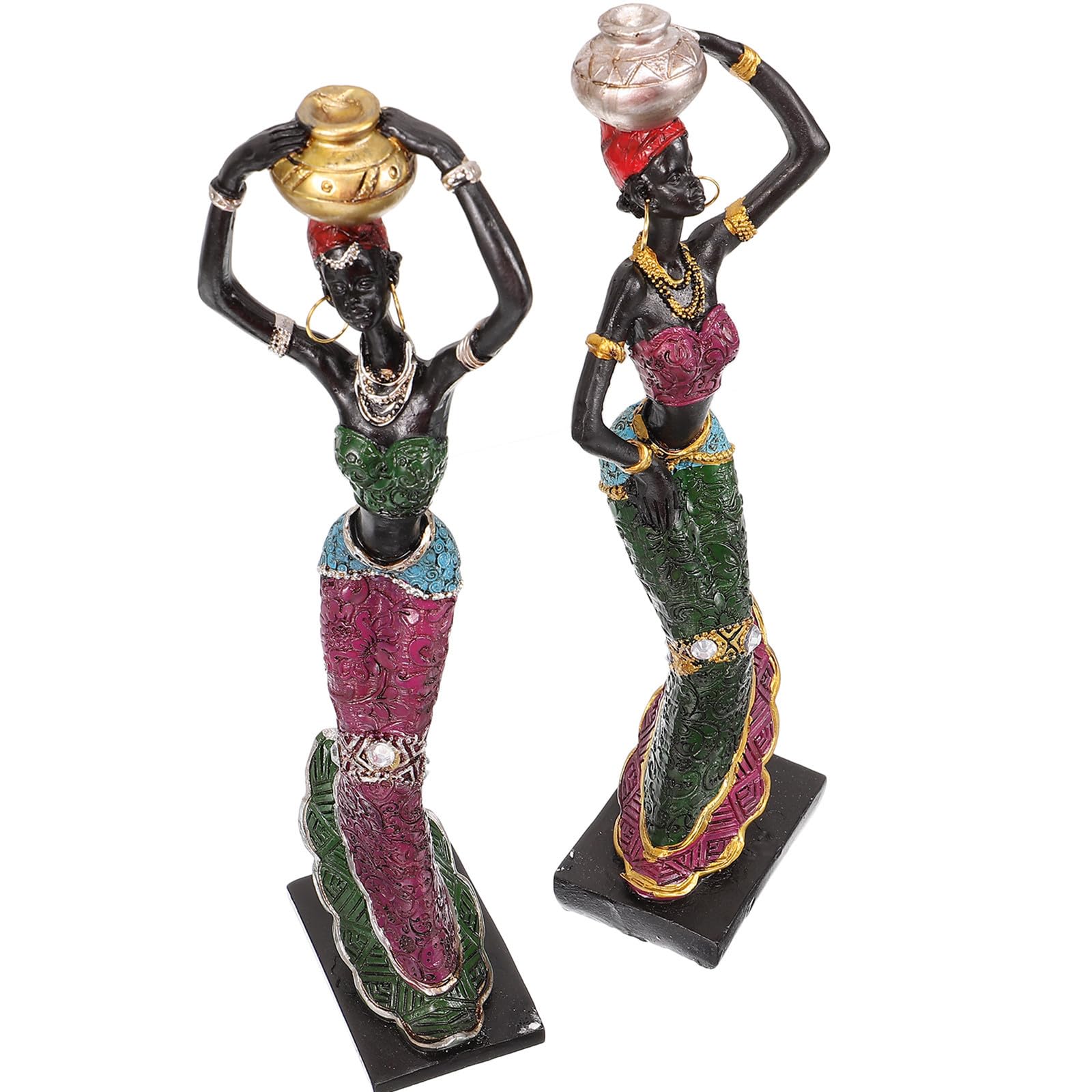 Sculptures femmes africaines, statuette ethnique en résine, objet décoration