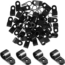200PCS 1/2'' R-Type Black Plastic Cable Clips,Nylon R-Type Wire Clips Clamp Kit for Wire Management