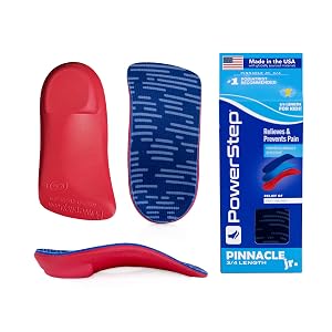 PowerStep Pinnacle Junior 3 4 Insoles Childrens Foot Pain Relief Arch Support for Girls and Boys Unisex Supports
