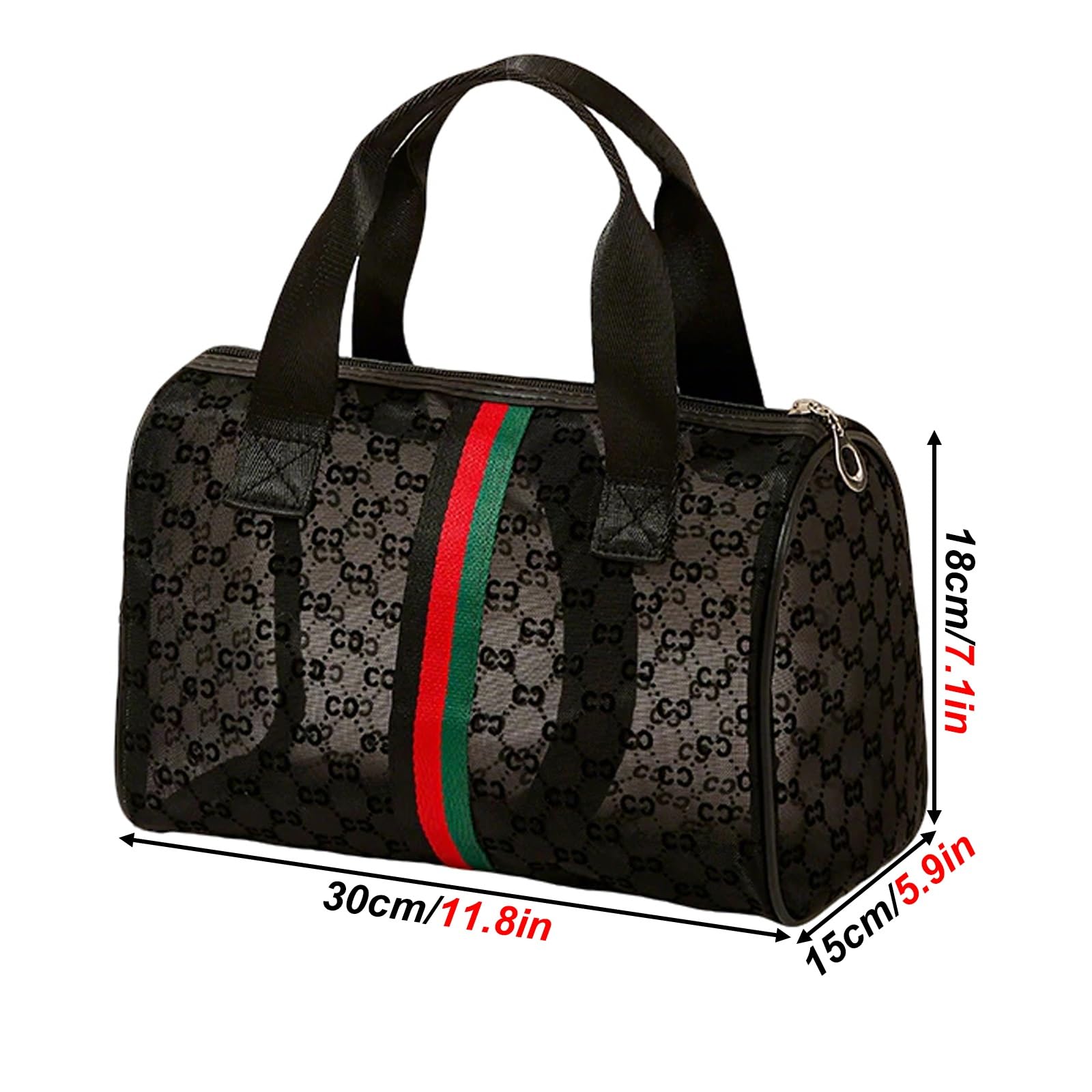 Kleine Kosmetiktasche, Kleine Make up Tasche Tragbare Reise Schminktasche wasserdichte PU Leder, Bedrucktes Muster, Bequemer Griff, für das Ständige Streben Nach Schönheitsideal(Black)