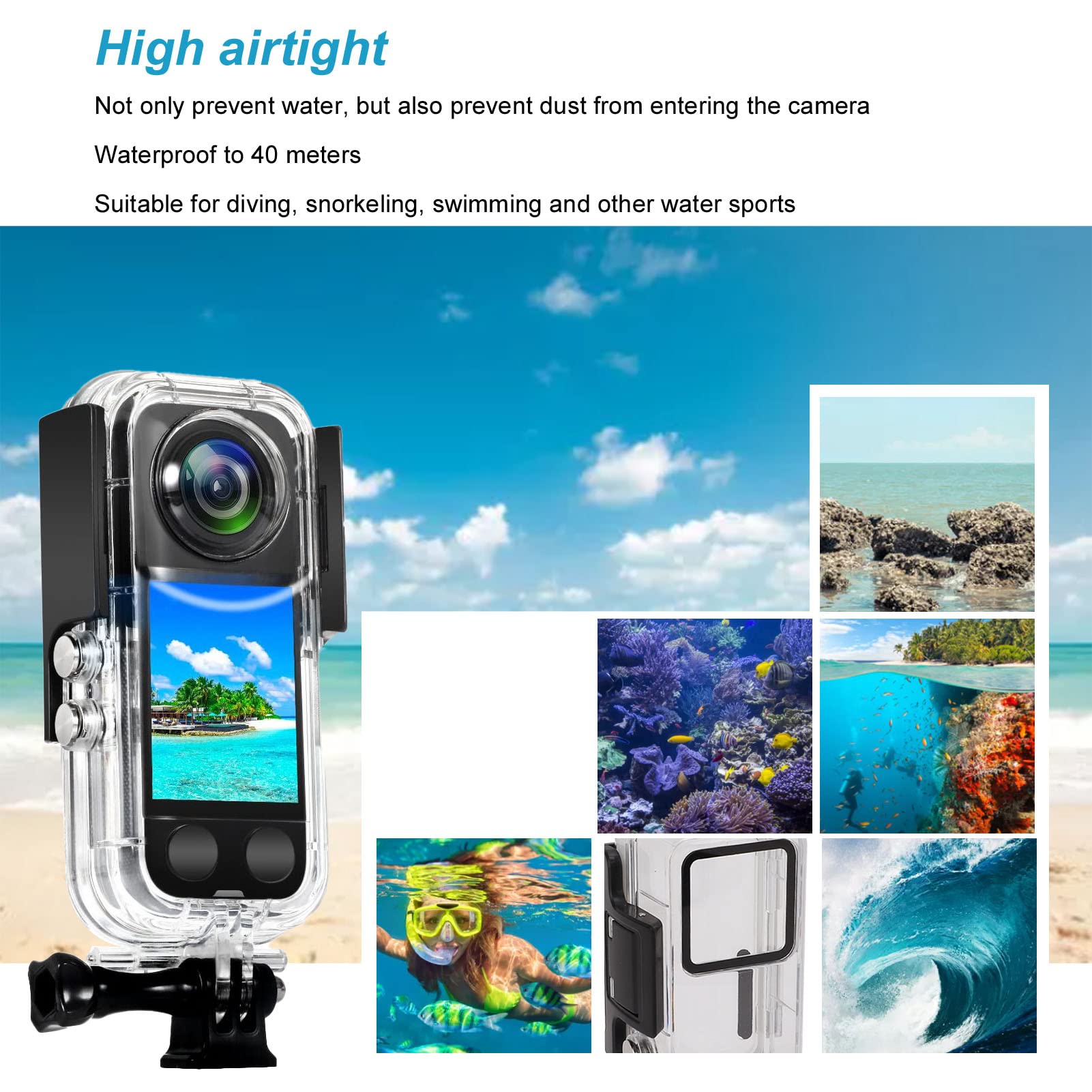 Custodia Impermeabile per Insta 360 X3, Custodia Subacquea Custodia Impermeabile per Insta360 X3, Custodia Protettiva per Immersioni Subacquee da 40 Metri, per Accessorio Insta360