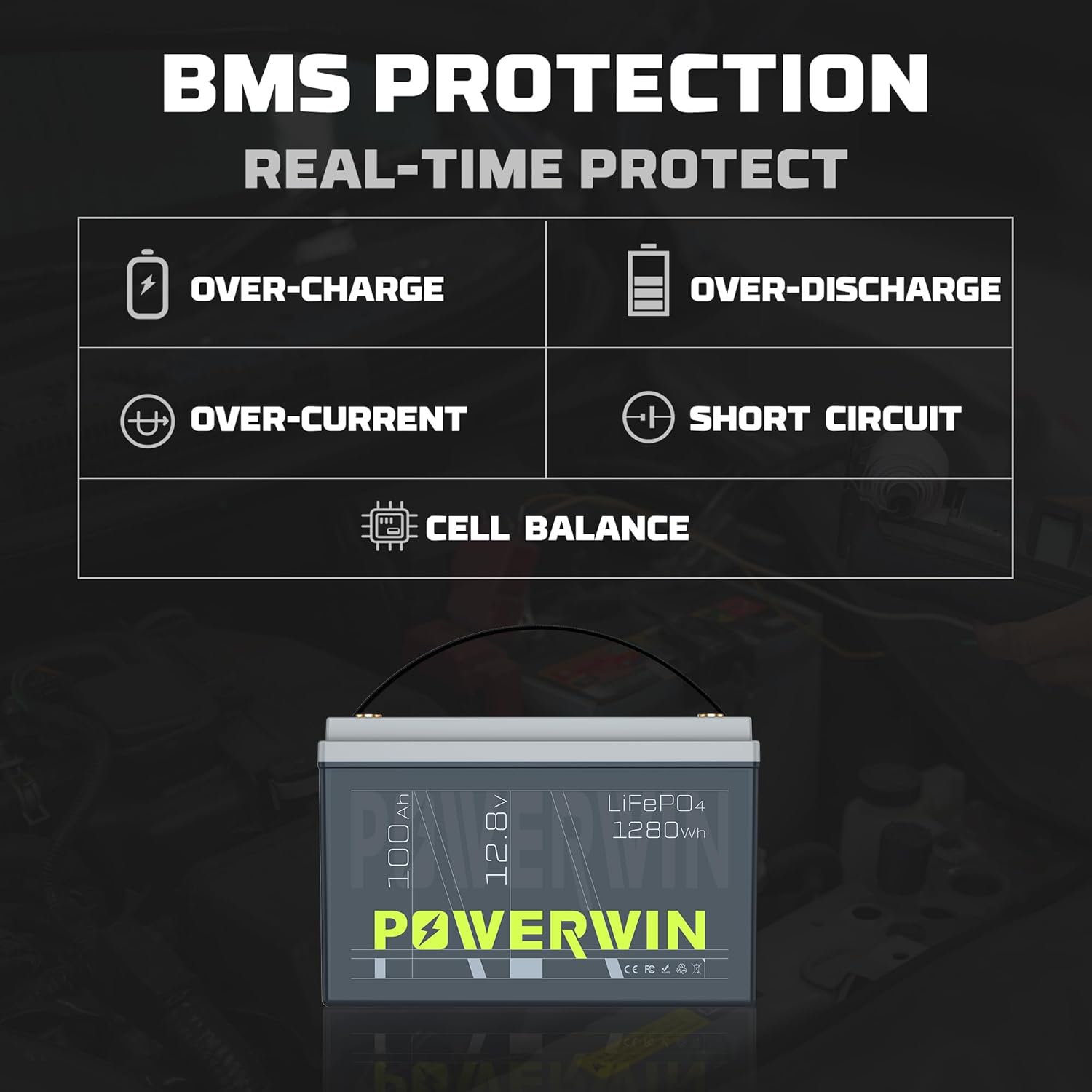 POWERWIN BT100 LiFePO4 Battery with MPPT Controller