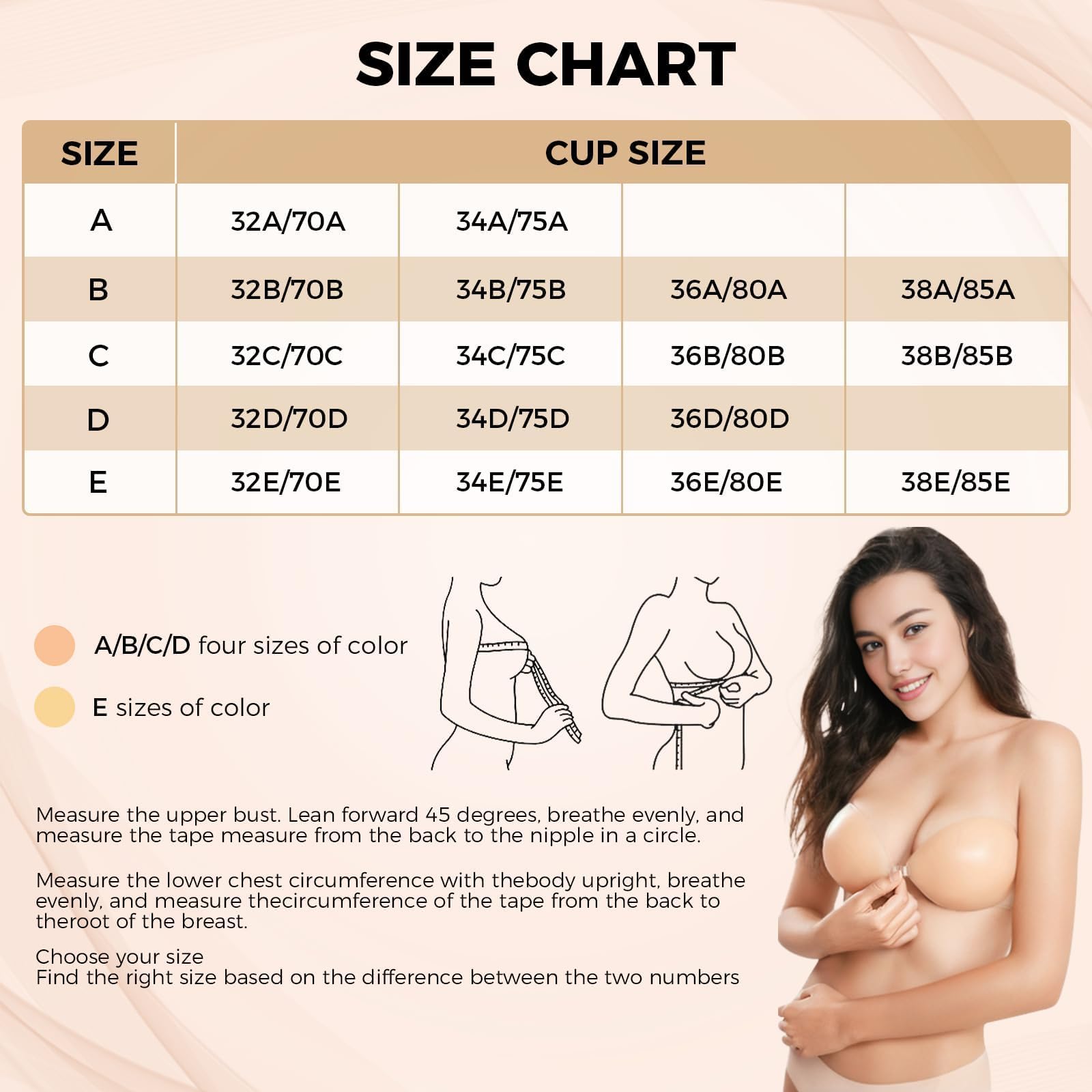 AURUZA Reggiseno adesivo, senza spalline, invisibile, push-up, riutilizzabile, in silicone, senza spalline