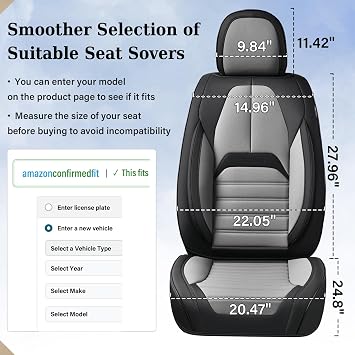 Coverado カーシートカバー フルセット 車用シートカバー 自動車用シートカバー 防水ナッパレザー フロントシートとバックカーシートプロテクター ほとんどの車 SUV トラックにユニバーサルフィット ブラック&グレー