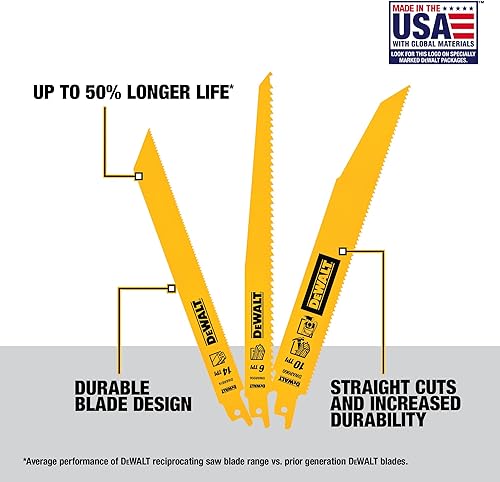 Miniatura 2 de DEWALT Hojas de sierra recíproca, bimetálicas, juego de 6 piezas (DW4896)