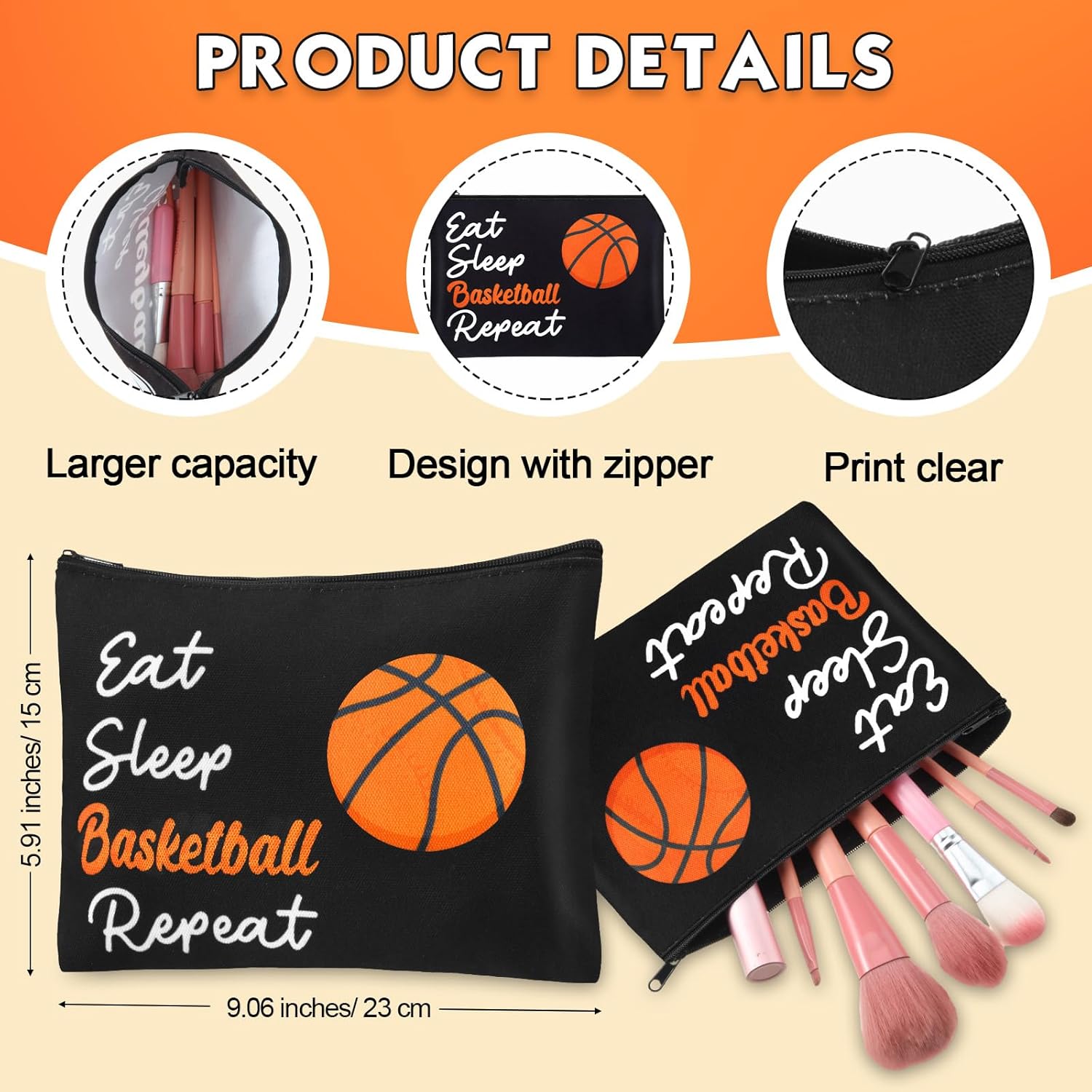 48 Pcs Basketball Party Favors Gifts for Teen Girls Basketball Makeup Bag for Girls Lipstick Holder Keychain Scrunchie Charm Bracelet Women Team Party Decor Supplies - Image 3