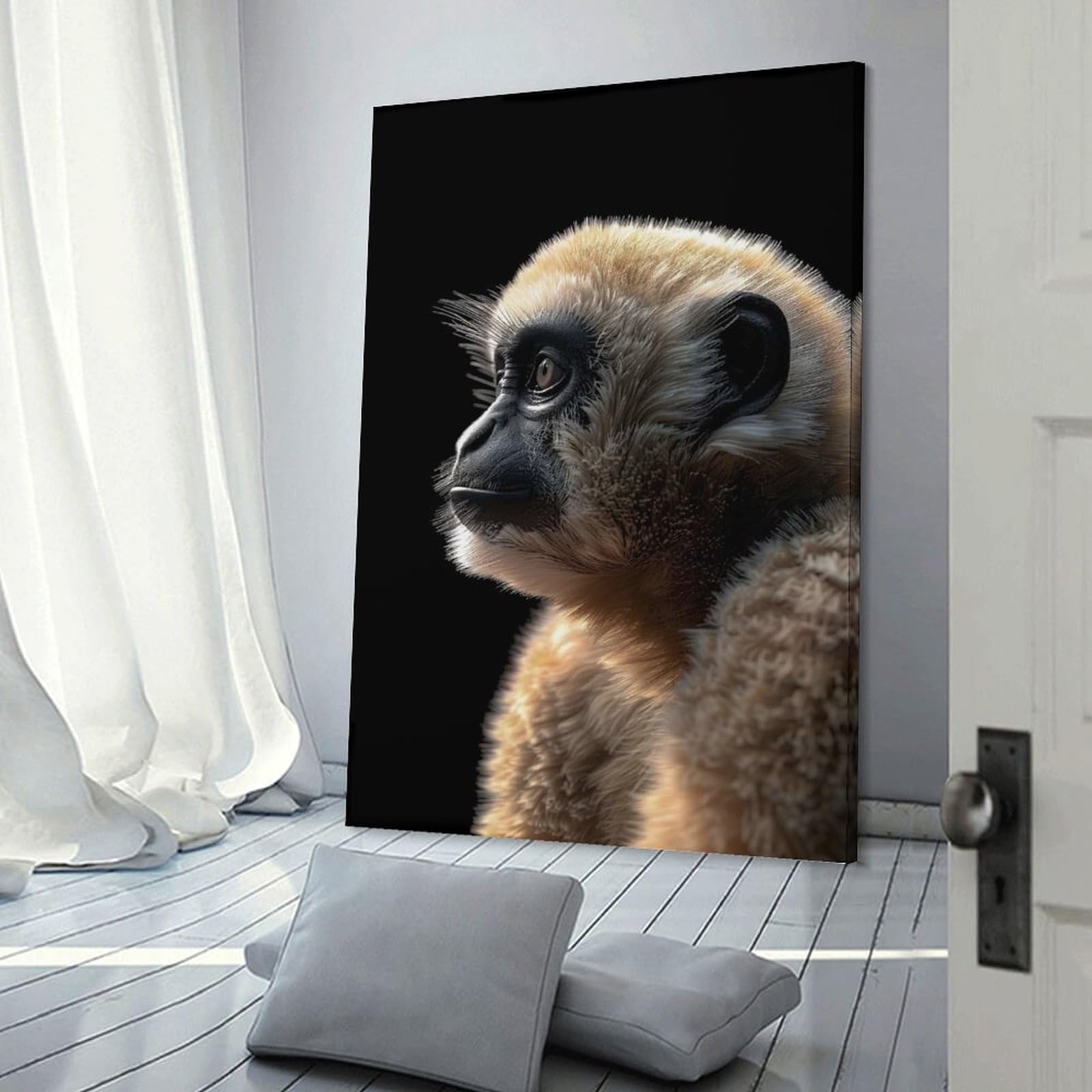 Junmoney Gibbon Hanging Wall Art 24x36inch(60x90cm), for Small Homes, Bedrooms Or Open Spaces, An Easy Choice for New Home Styling