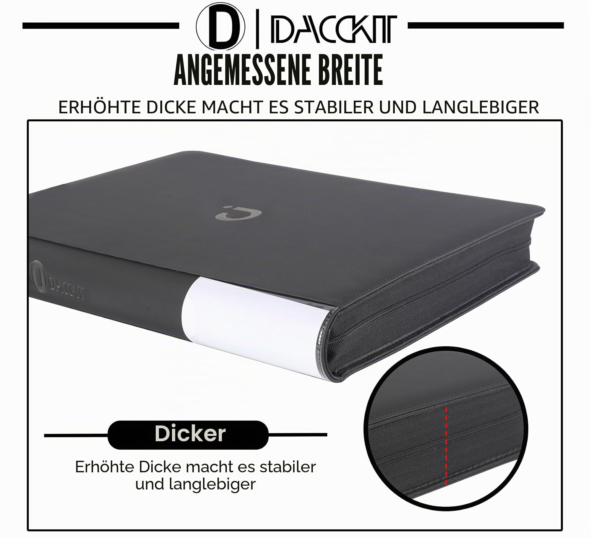 Premium Kartenbinder 16-Fach – Passend für 1408 Karten, 4x4 Ringloses Kartenalbum mit Hüllen Kompatibel mit Sammel- & Sportkarten（Modell A，Klassisches Schwarz）