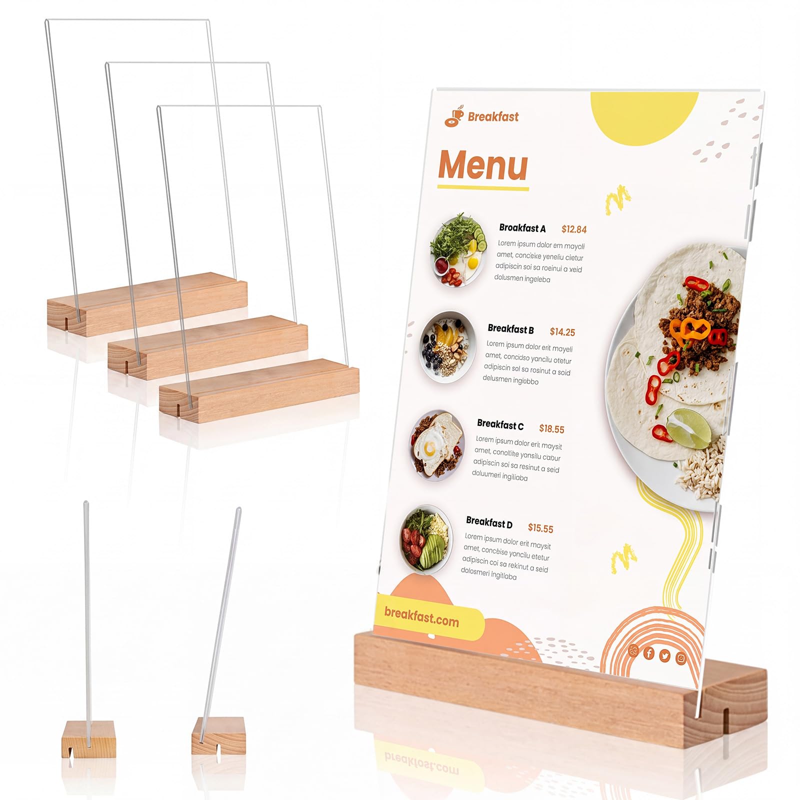 4 Pièces Porte Affiche A5 Présentoirs Table A5 Élégants Présentoirs de Table A 5 Display Stand Présentoir Acrylique A 5 Acrylique Transparent Plexi pour Bureau, Restaurant (14.8x21cm)
