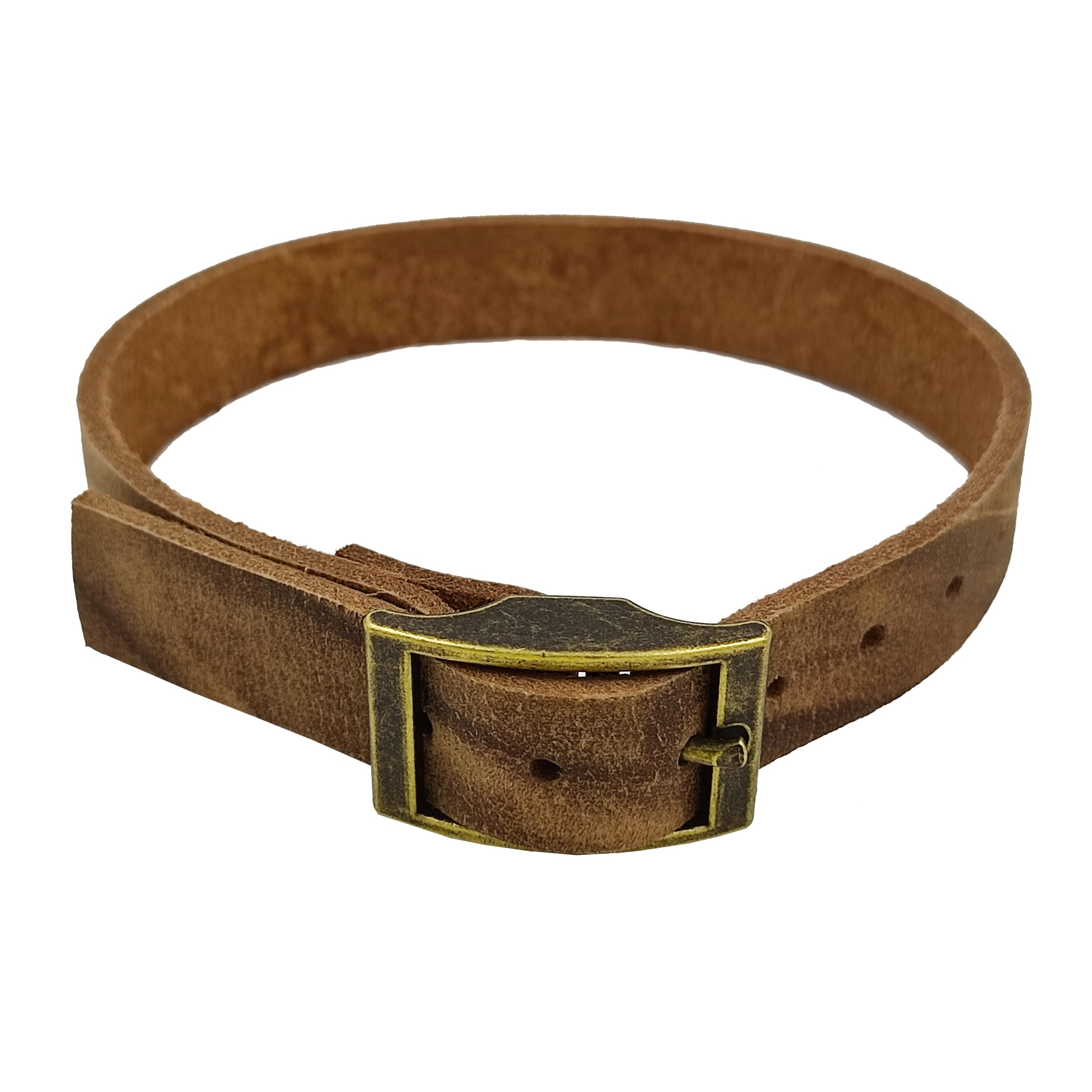Hochwertige Lederriemen, 20mm breit, aus Büffelleder mit nickelfreier Doppelstegschnalle antik-Messingfarbig - 4er Pack (braun, 70)