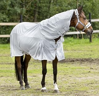 Horze Nevada 600D Weather Protection Turnout and Fly Combo Horse Sheet with Detachable Neck Cover - Lunar Rock Grey - 72 in