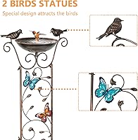 Vista 15 de LEWIS&WAYNE Garden Trellis Bird Bath Outdoor, 40 Inch Antique Iron Garden Plant Trellis Decorative with Hummingbirds and Detachable Drinking Basin