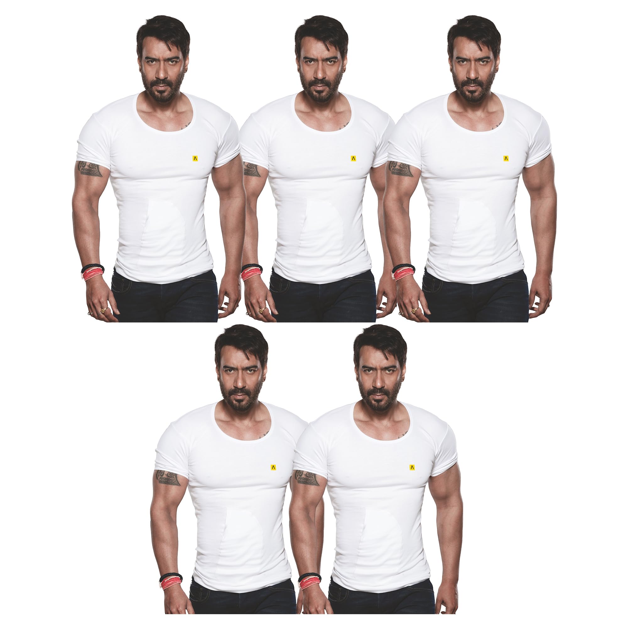 amul comfy Men's Cotton White Interlock-Fabric Vest with Pocket and Half Sleeve Pack of 5.-picture-27