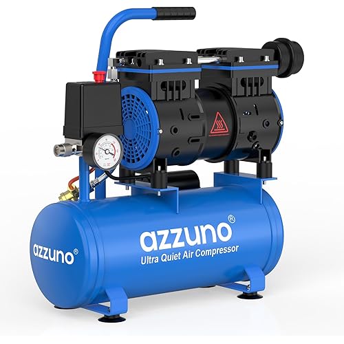 AZZUNO 2 Gallon Air Compressor, 1.6CFM@90PSI Oil Free Air Compressor Tank & Max.116PSI Pressure, 60 dB Ultra Quiet Compressor for Auto Repair, Tire Inflation, Spray Painting, Woodwork Nailing
