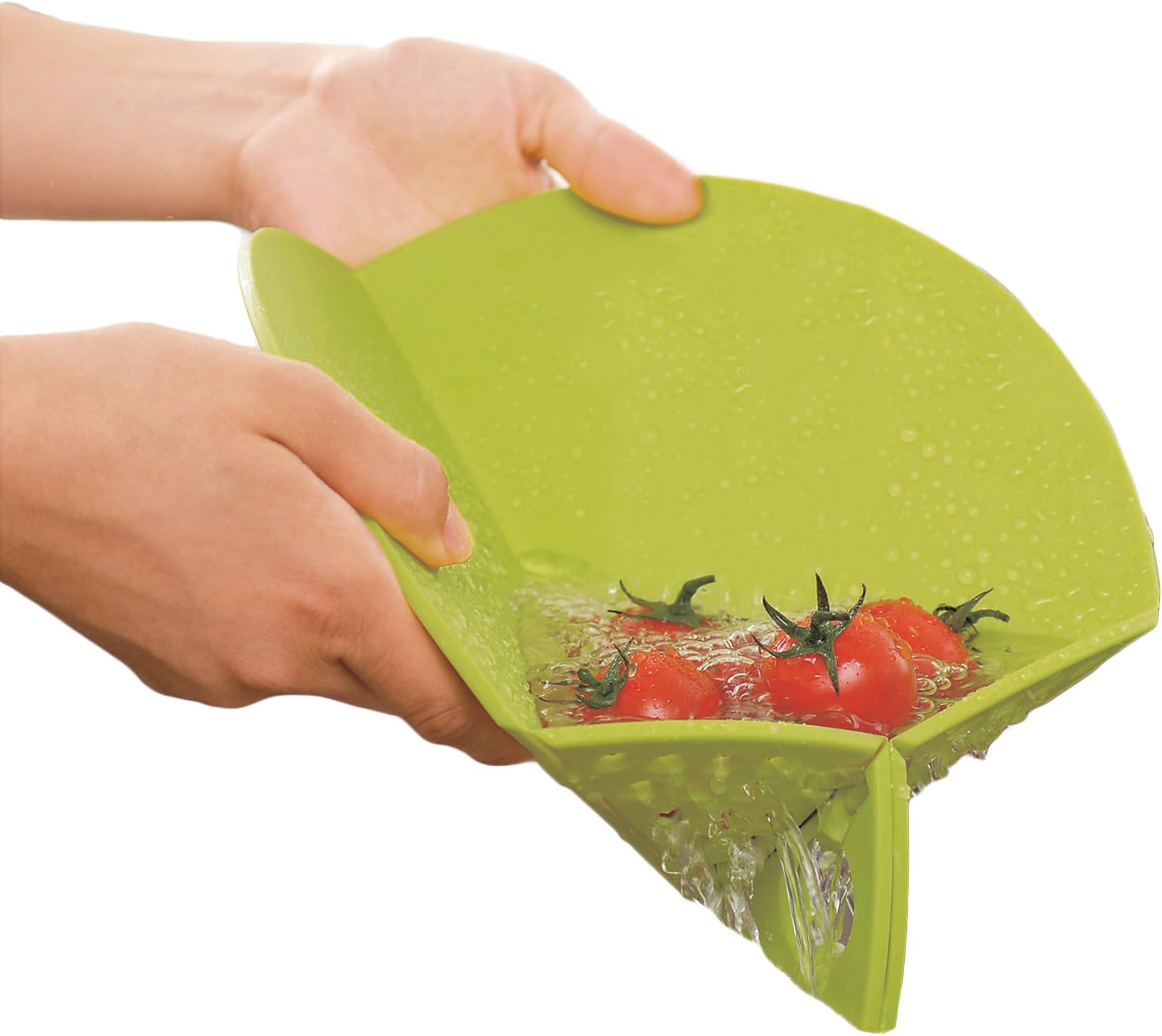 Foldable Chopping Board with Integrated Sieve | Antibacterial Drip Tray Board Small Household Kitchen Plastic Circular Scissors Cutting Board Cutting Mat Set (Green, 27 cm)