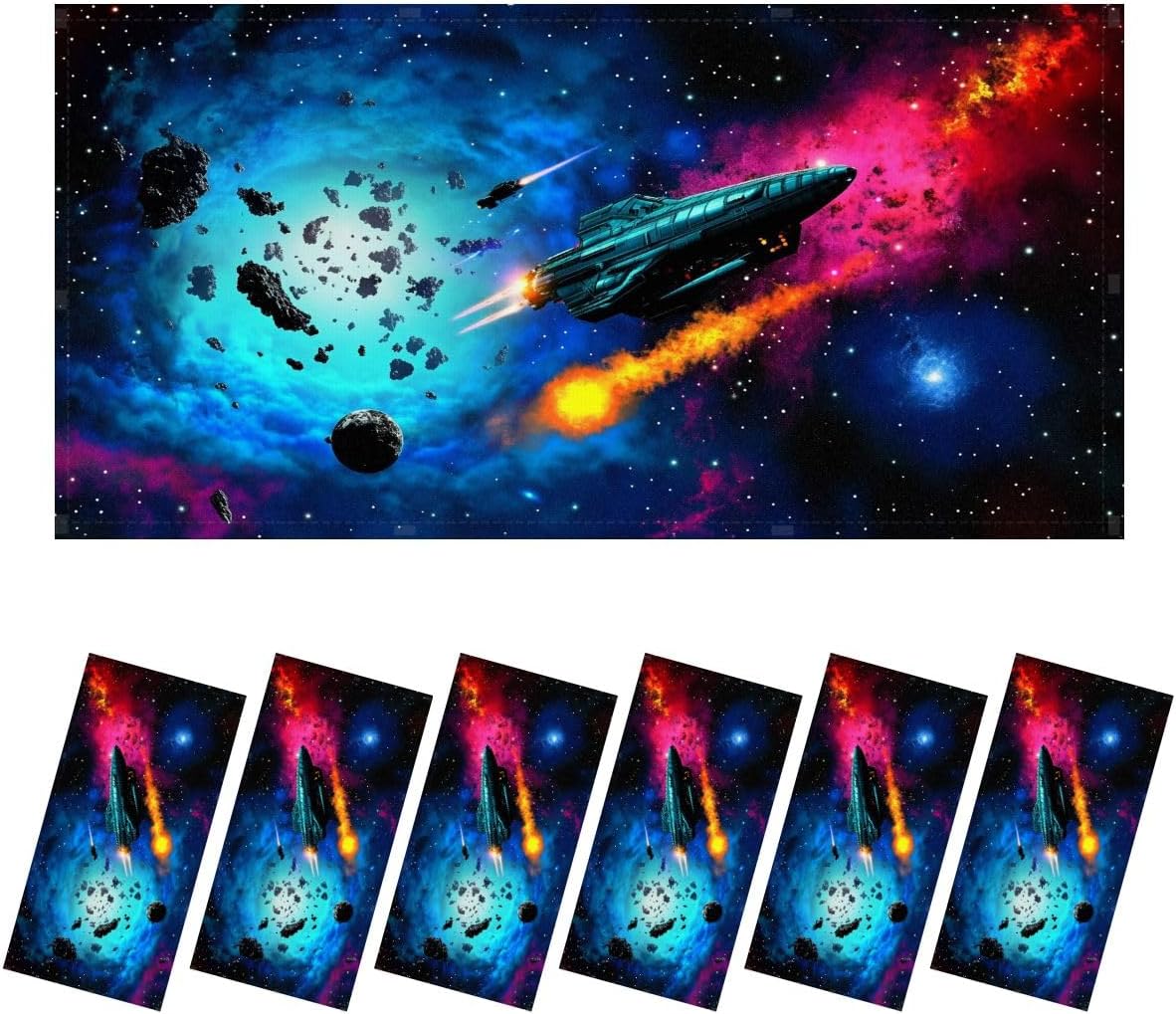 Fluorescent Light Covers for Ceiling Lights Spaceship Around Planetary System Nebula Stars 3D Easy to Install Magnetic Light Filter for Classroom Office Hospitals School Home Decor