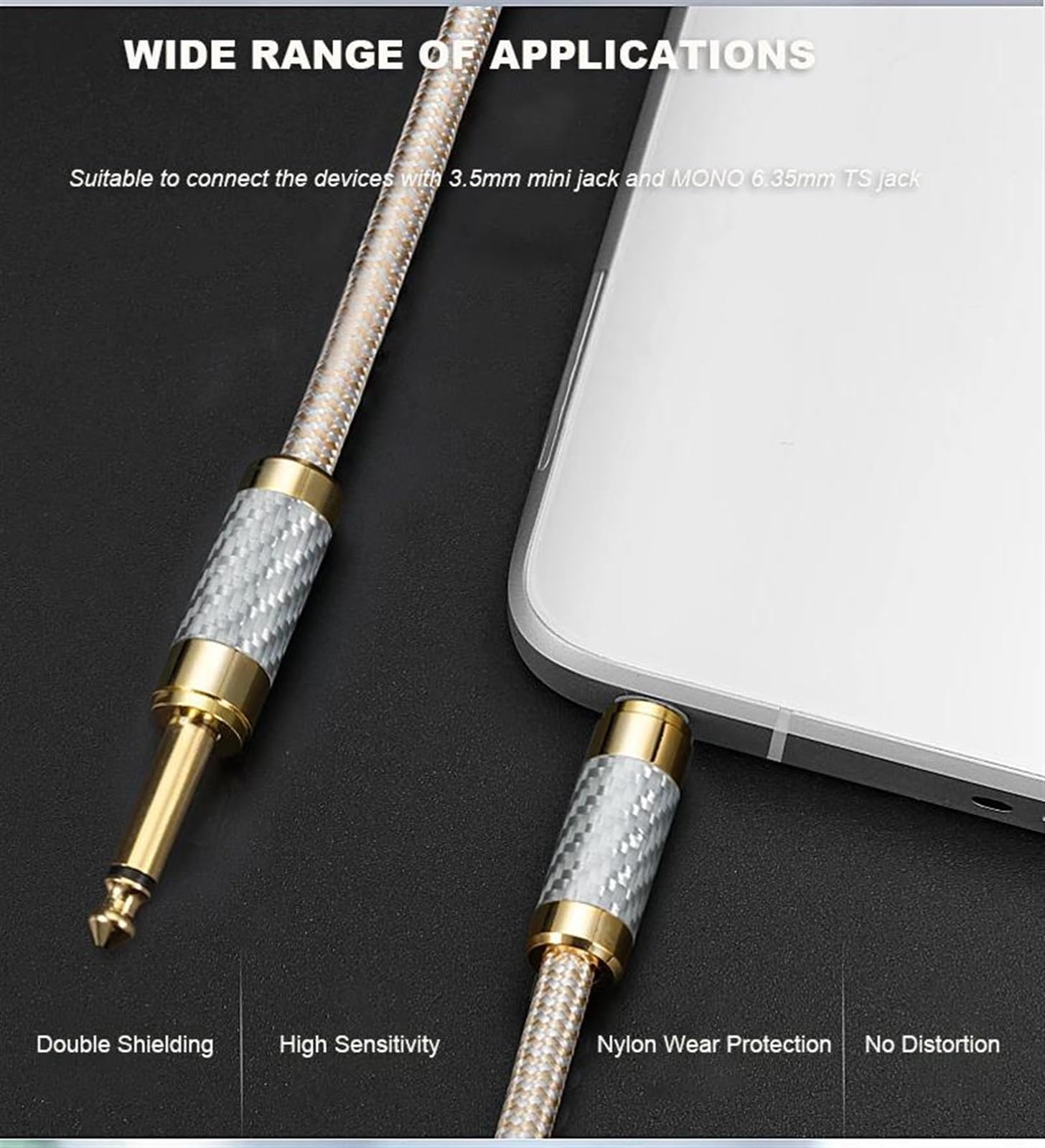 Pro Audio kabel Kabel Mini Jack 3,5 Mm Do 6,35 Mm 1/4 Cala TS Jacke Do Organów Elektronicznych, Gitary, Subwoofera(300cm)