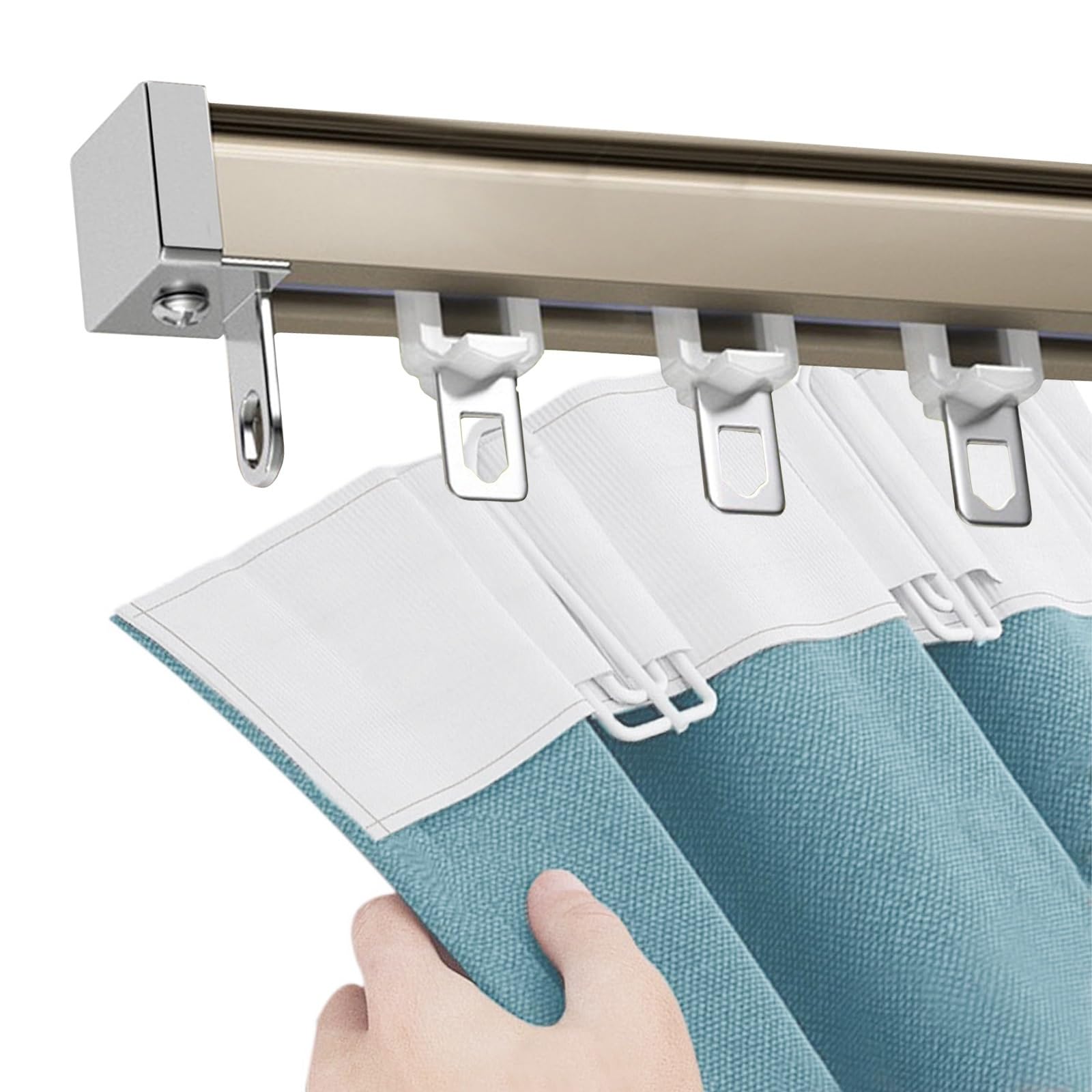 WQPMNYG Heavy-Duty Silent Curtain Track with Rollers - Adjustable 50cm to 600cm Perfect for Windows Living Room Bedroom Home Office Ceiling & Wall Mount Curtain Rods Room Divider Solutions