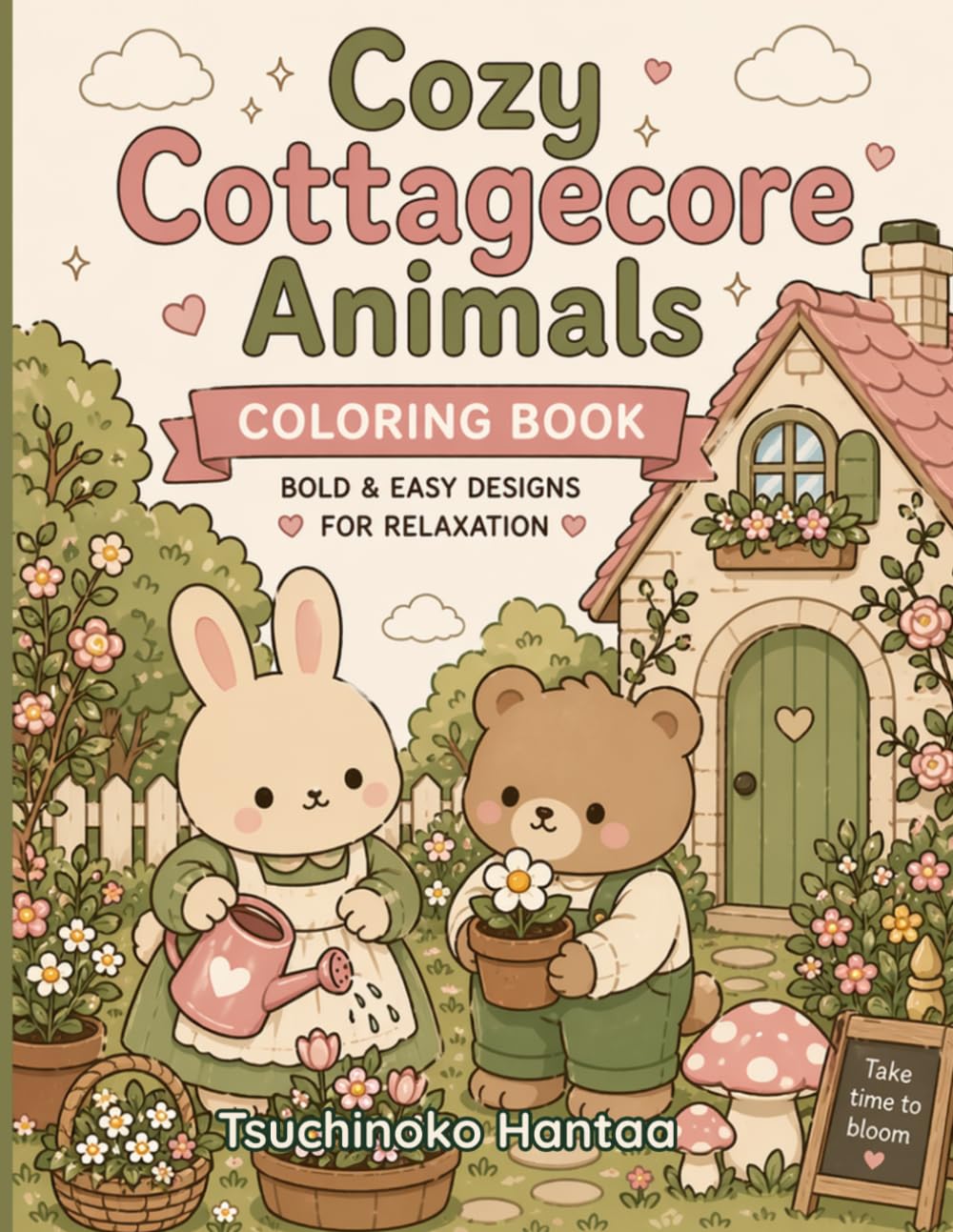 Cozy Cottagecore Animals Coloring Book: Bold and Easy Designs for Relaxation