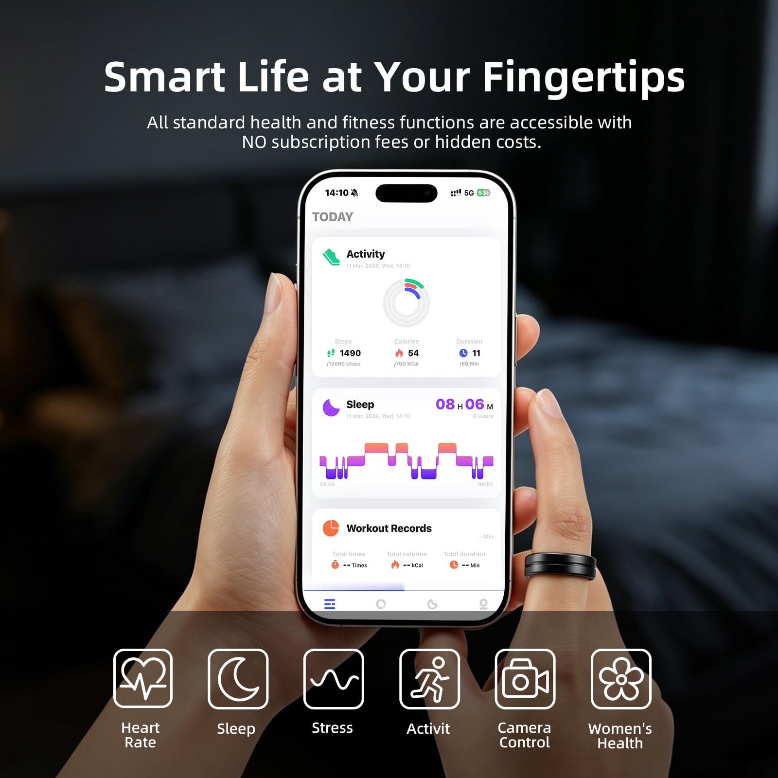 AI Health Smart Ring (Matte Black) Gallery Image