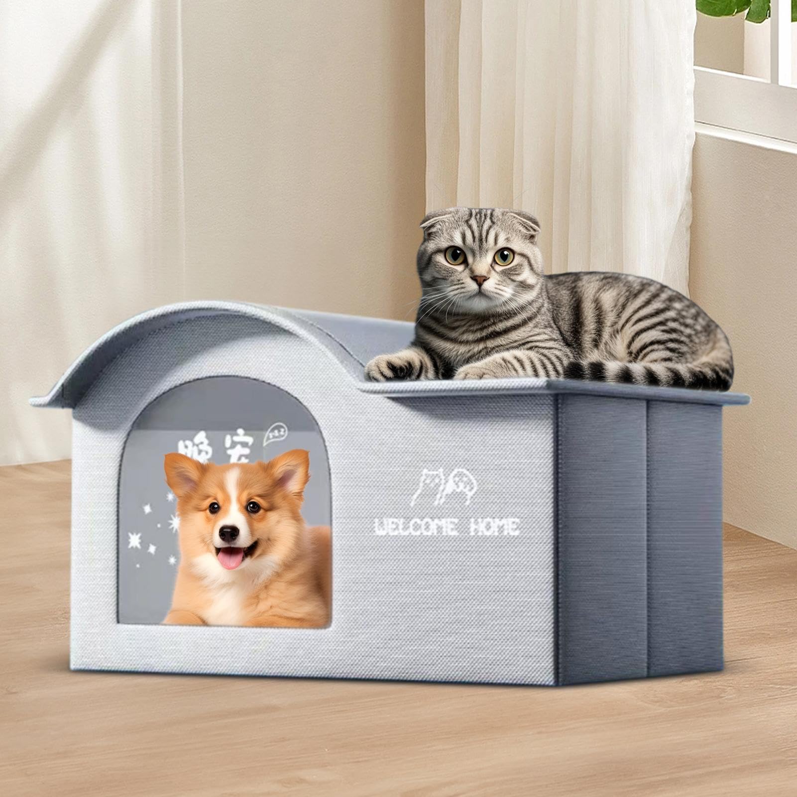 Casa Rinfrescante Per Animali Esterna Rifugio Pieghevole Per Gatti Con Del | Rifugio Ombreggiato Spazioso per Animali Domestici da Appartamento Viaggio Auto Balcone Giardino