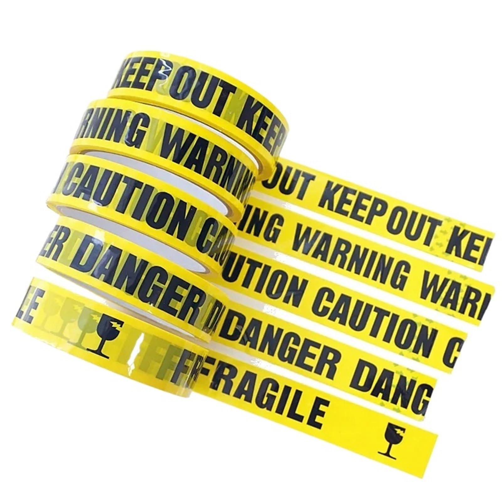 5 rollos de cintas advertencia amarillas 24,0 mm x 25 m, pegatinas bricolaje, precaución, peligro, barrera seguridad, recordatorio for tiendas, almacenes y fábricas Para Señalización Seguridad