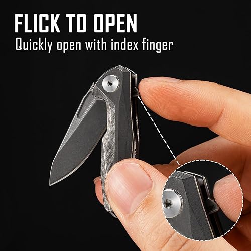 Miniatura 5 de KeyUnity KK04 Mini cuchillo plegable de titanio y KM01 Titanium EDC Llavero Clip Bundle