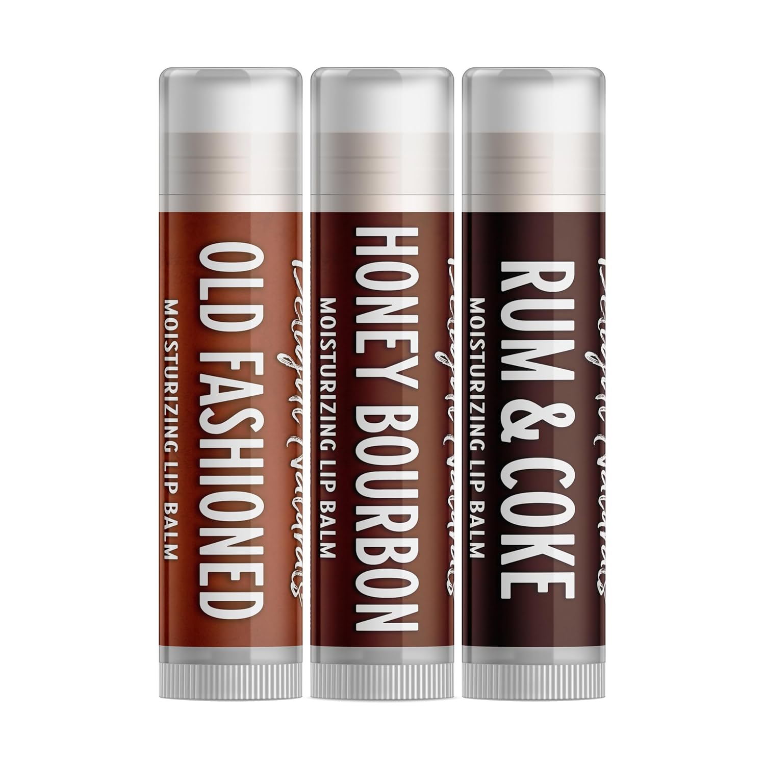 Delight Naturals Dark Cocktails Lip Balm Gift Set – Old Fashioned, Honey Bourbon, and Rum & Coke