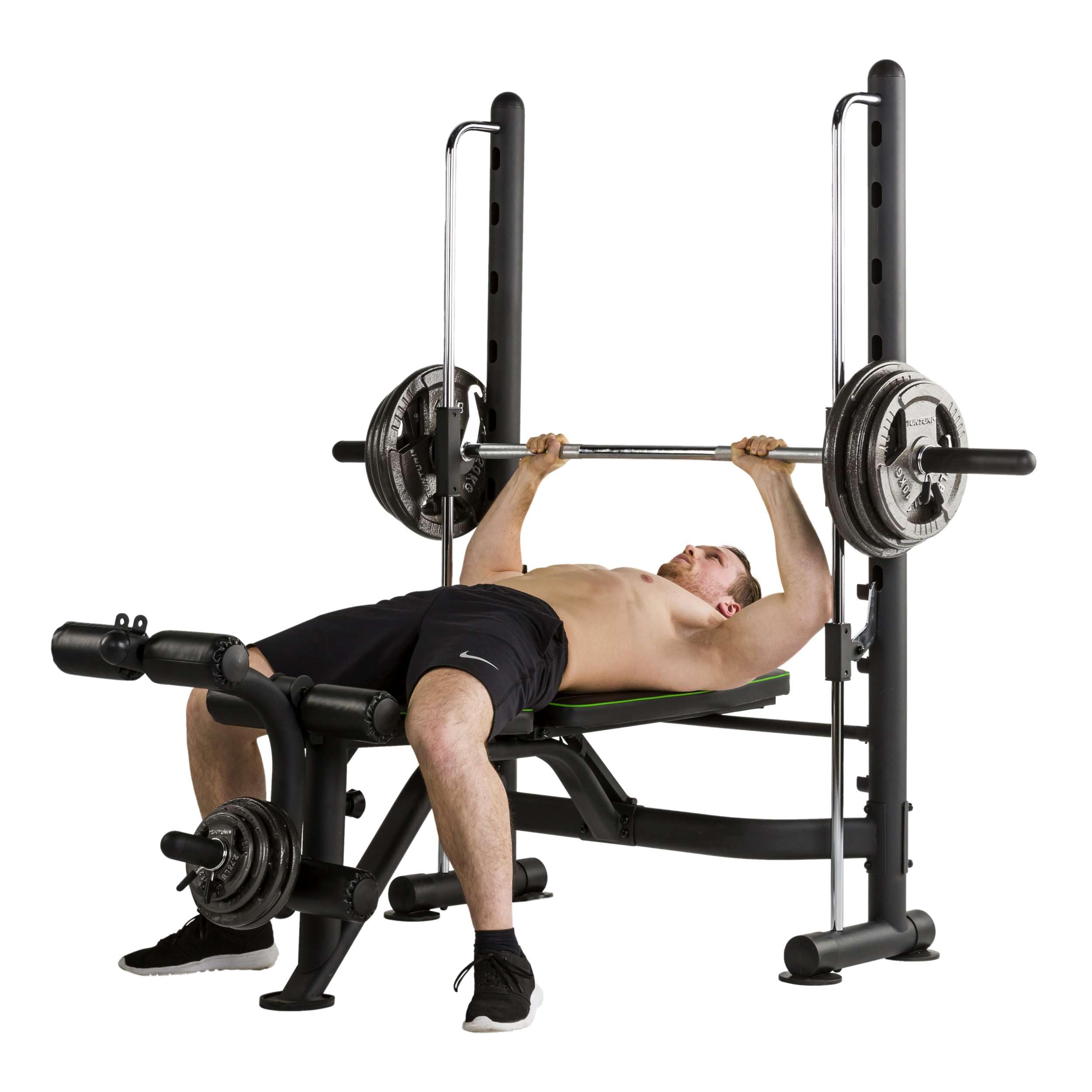 Tunturi Smithmachine SM60, Kraftstation, Hantelbank negativ, Beintraining, Situps, verstellbare Langhantelstütze
