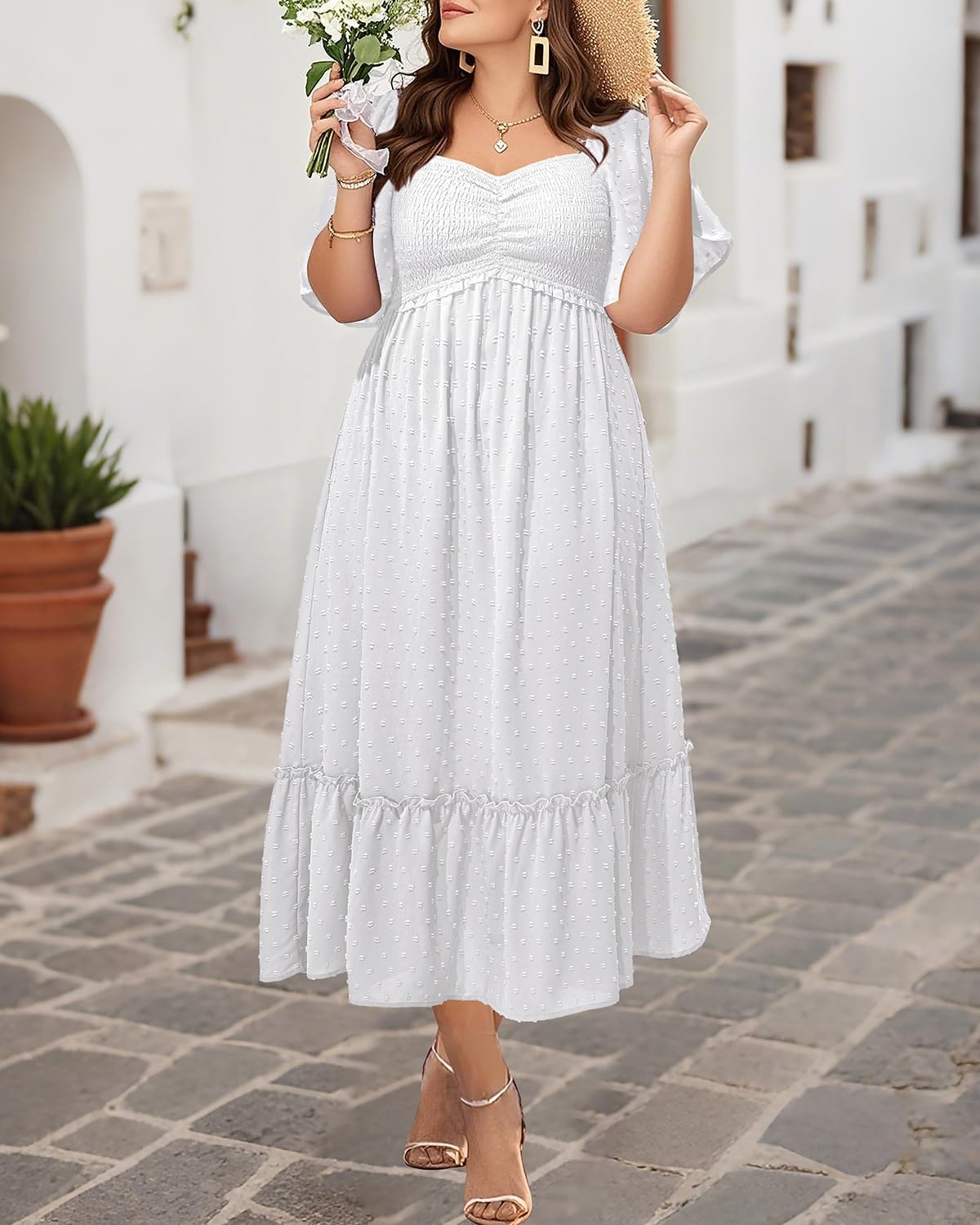Plus Size Summer Dresses - Maxi Casual Wedding Guest Graduation Easter Long Dress with Pockets - Image 2
