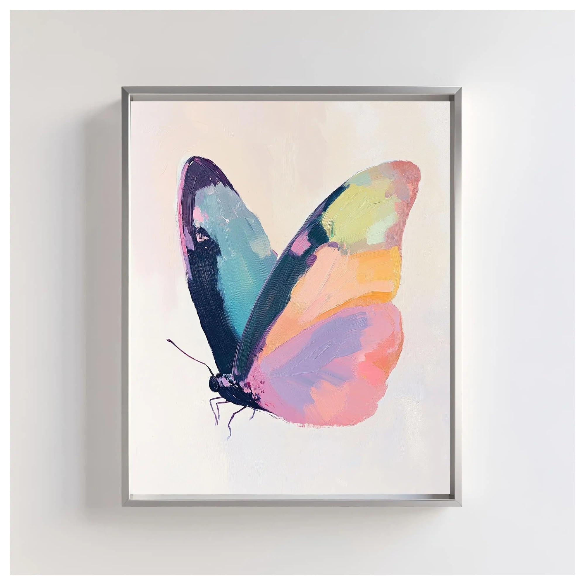 Wall Art Canvas Prints Colorful Pastel Fantasy Animal Poster Minimalist Unicorn Butterfly Swan Dog Canvas Painting Wall Art For Nursery Room Home Decor(J,30x40cm)