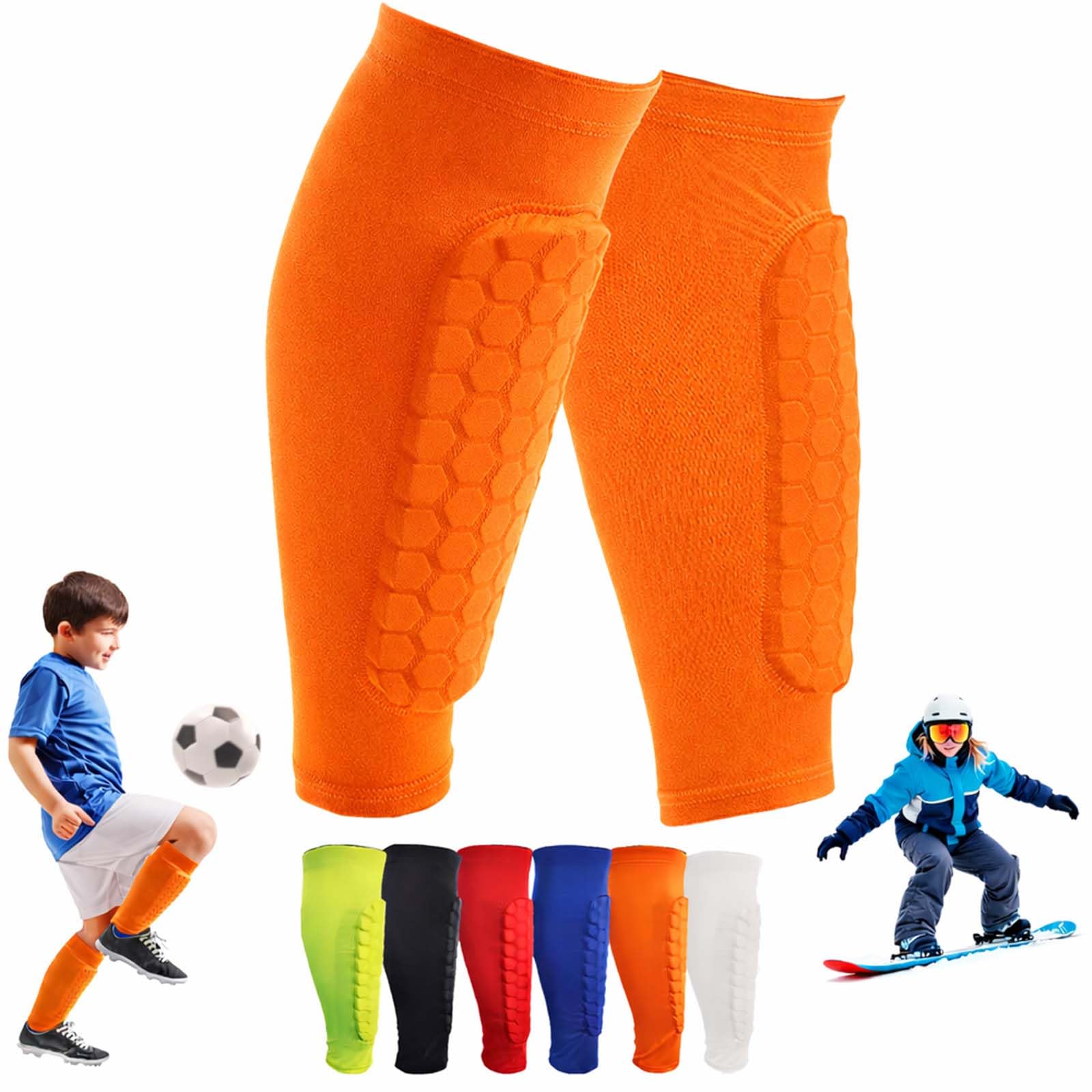 OBVOLO Football Shin Pads for Kids, Youth & Adults Padded Football Shin Guards with Calf Compression Lightweight Protective Gear for Football, Rugby, Baseball - 1 Pair — image 1