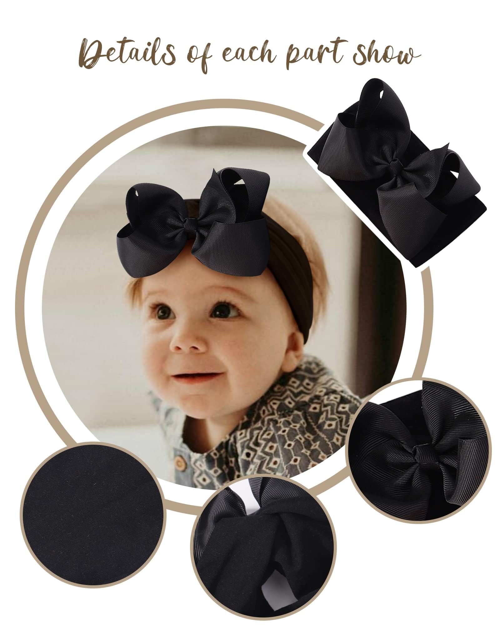 Doboi großes elastisches Stirnband/Haarband mit Schleife aus Nylon, Turban-Haarschmuck für Neugeborene, Säuglinge, Kleinkinder und Kinder, 20 Stück 15,2 cm