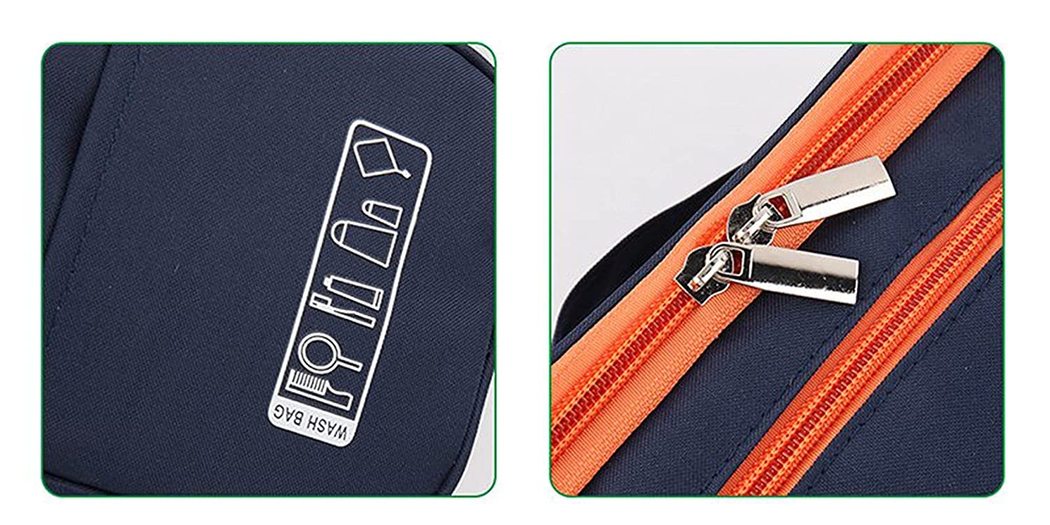 Spefez Cosmetic Bag Double Layer Makeup Bag Organizer for Travelling Polyester Fabric Toiletry Bag and Multiuse for Women and Men,Blue 1