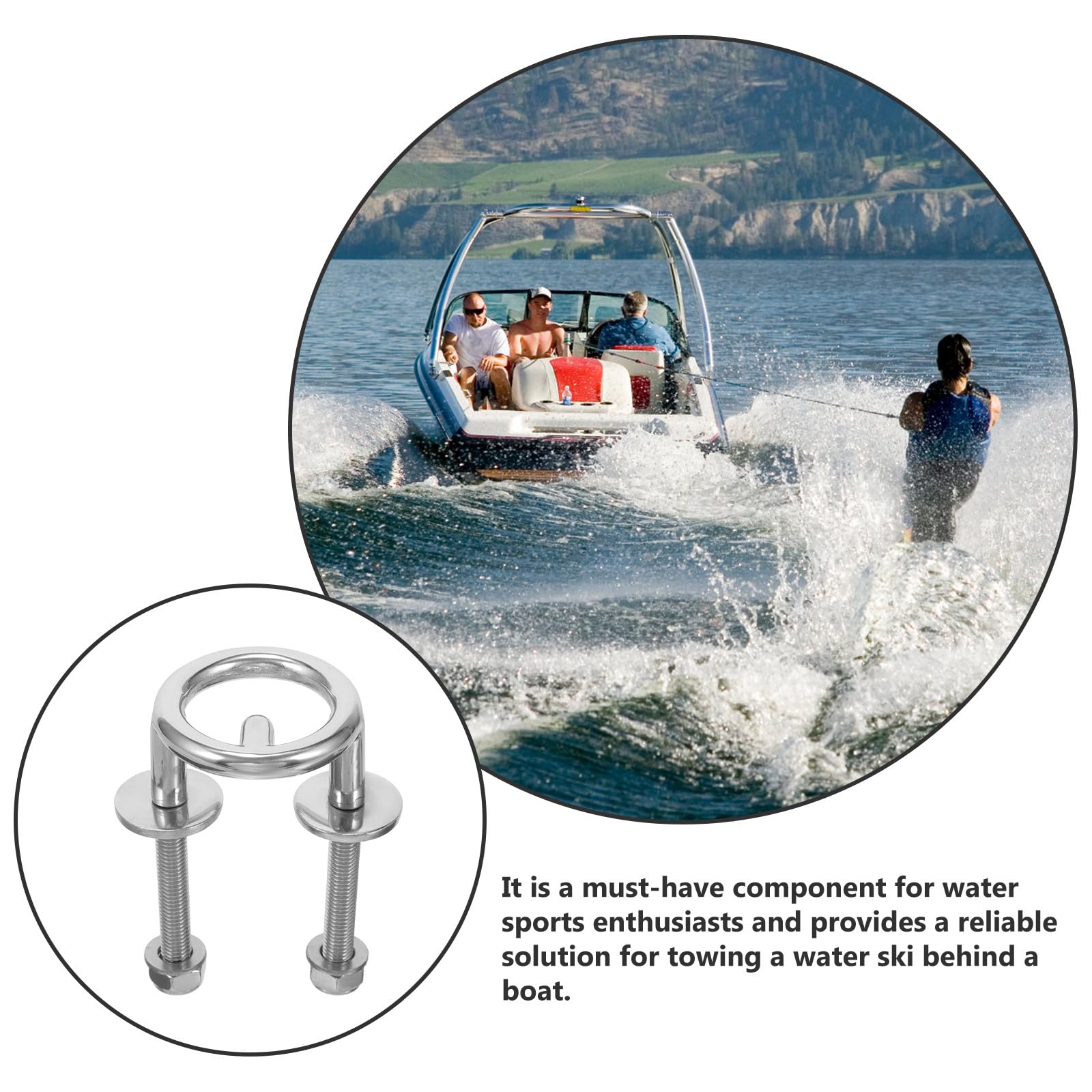 Gatuida Gancio di Traino per Sci D’Acqua 62mm in Acciaio Inox per Barca | Argento, Ferramenta per Sci Nautico, Resistenza alla Corrosione, Supporto per Traino