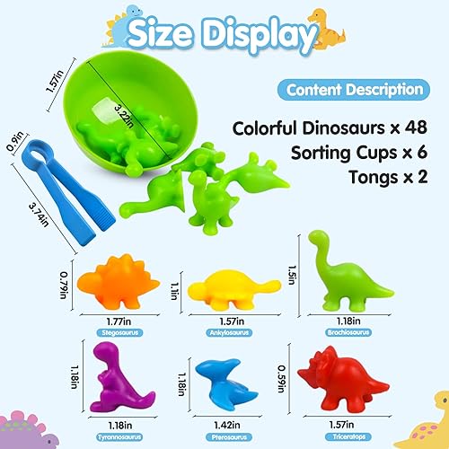 Miniatura 3 de Juguetes para contar dinosaurios, juego a juego con cuencos de clasificación, actividades de aprendizaje preescolar, juguetes sensoriales Montessori