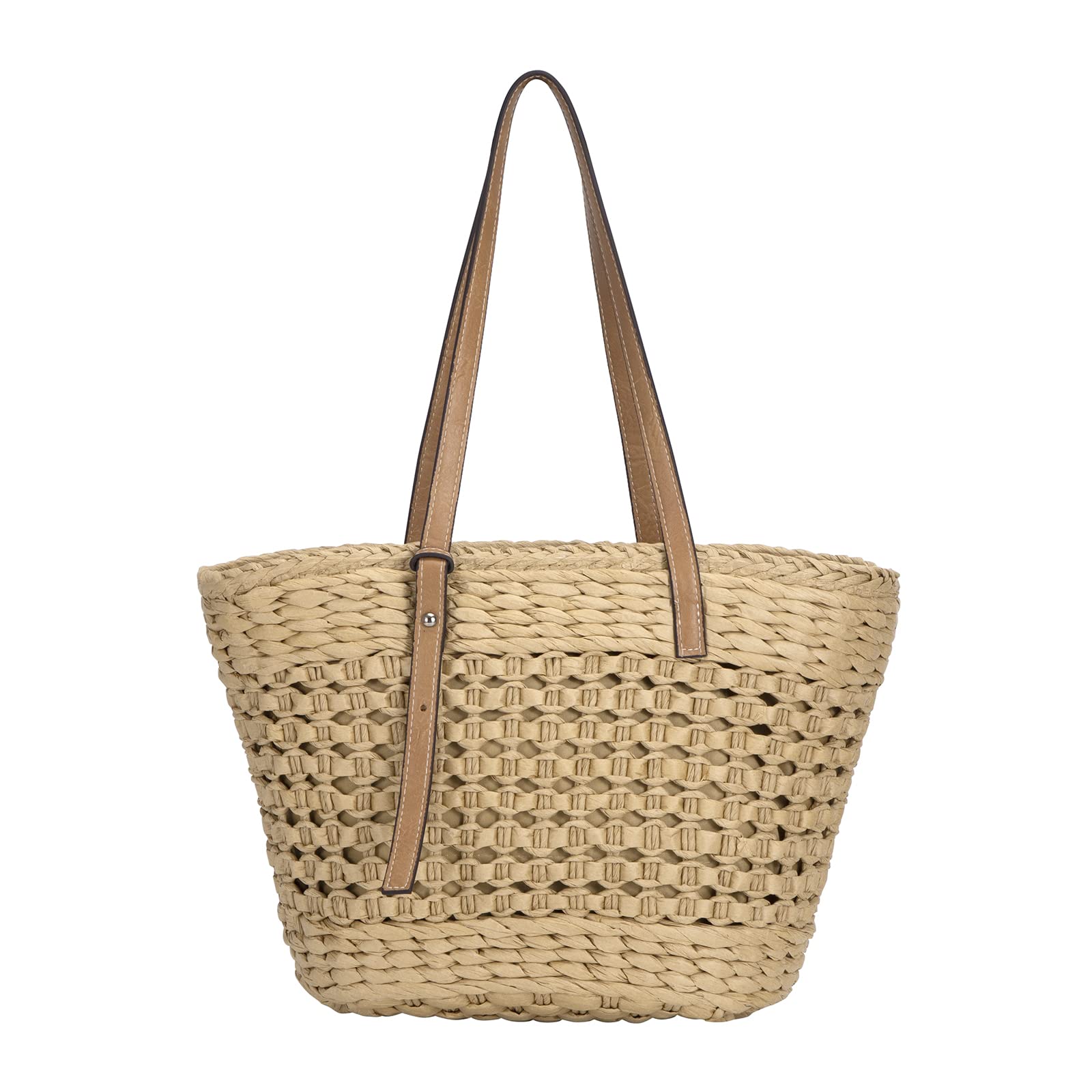 Ayakizi Bolsa de Playa de Verano, Bolsa de Bandolera de Paja Mujeres Tejido Bolsa de Hombro Verano Totes Ratán a Mano de la Armadura Boho Para Viajes, Fechas y Vacaciones