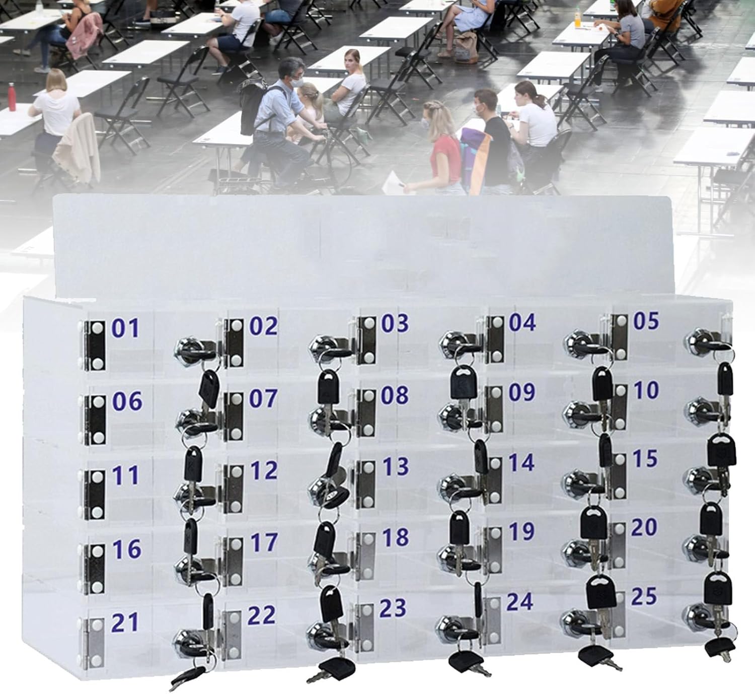 Mobile Phone Storage Box Transparent Acrylic Mobile Phone Security Locker with Key,Acrylic Phone Storage Box with Lock & Keys, Wall-Mounted Cell Phone Locker Cabinet, Clear Desktop Organizer