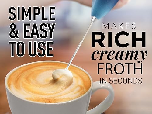 Vista 83 de Zulay Kitchen - Espumador de leche de mano con pilas AA Duracell: batidora de bebidas resistente para café, latte, capuchino y más, color aurora