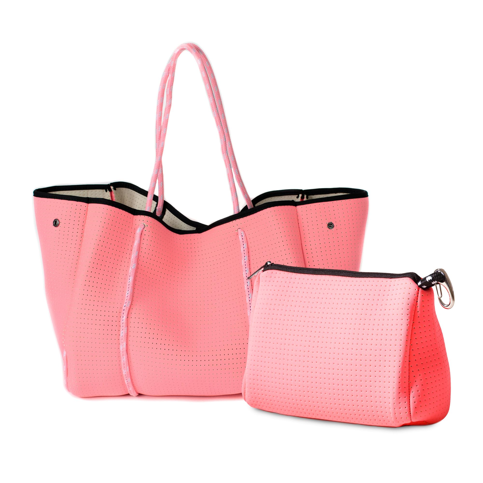 POPUPS Large Neoprene Tote Bag and Large Makeup Bag Bundle Waterproof and Lightweight Travel Bags Durable Travel Essentials