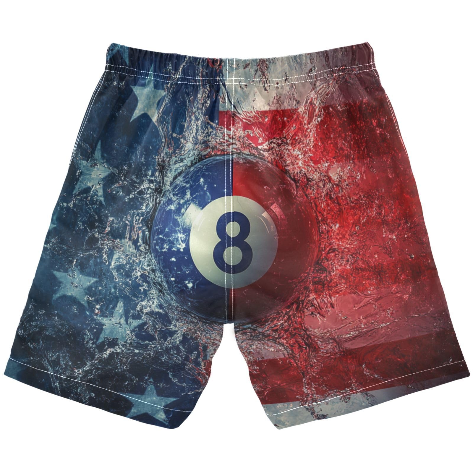 Jucciaco Boys Beach Board Shorts America Billiard Ball Swim Trunk Teen Swimwear Multicolor