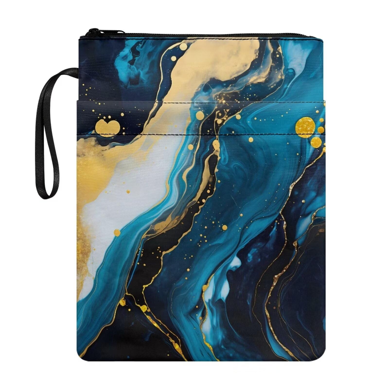 Poceacles Blue Yellow Marble Printed Book Sleeve Book Cover for Book Lovers Hardcover Paperback Cover Zipper Pouch Bag Protector for Women Men — image 1