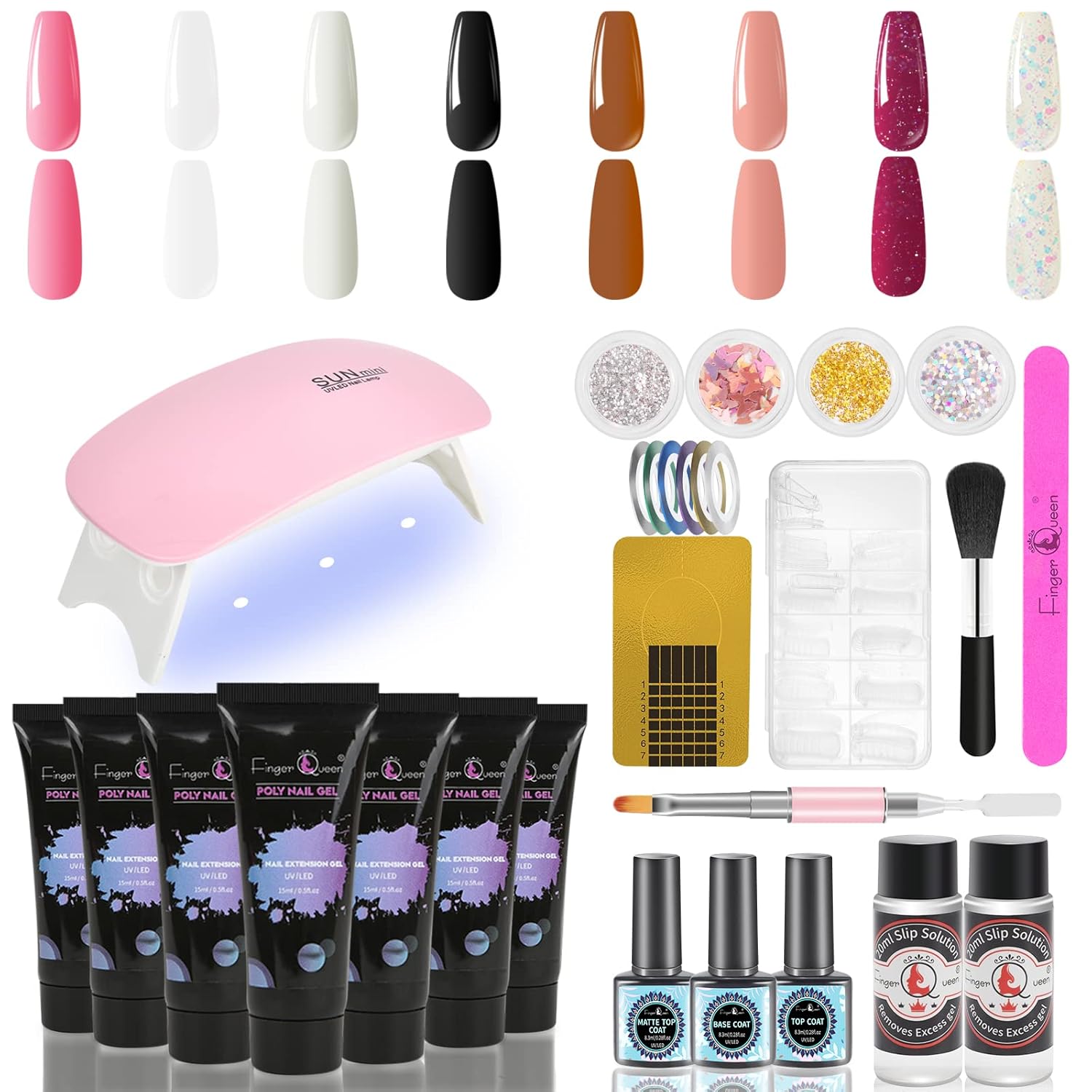 FINGER QUEEN FingerQueen Poly Nail Gel Kits with UV Light