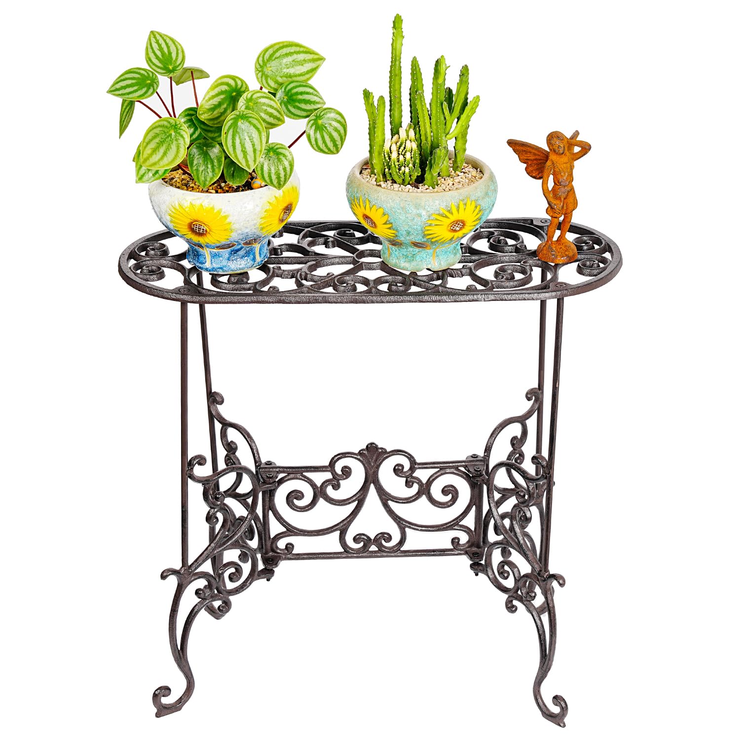 Sungmor Heavy Duty Cast Iron Potted Plant Stand Garden Table